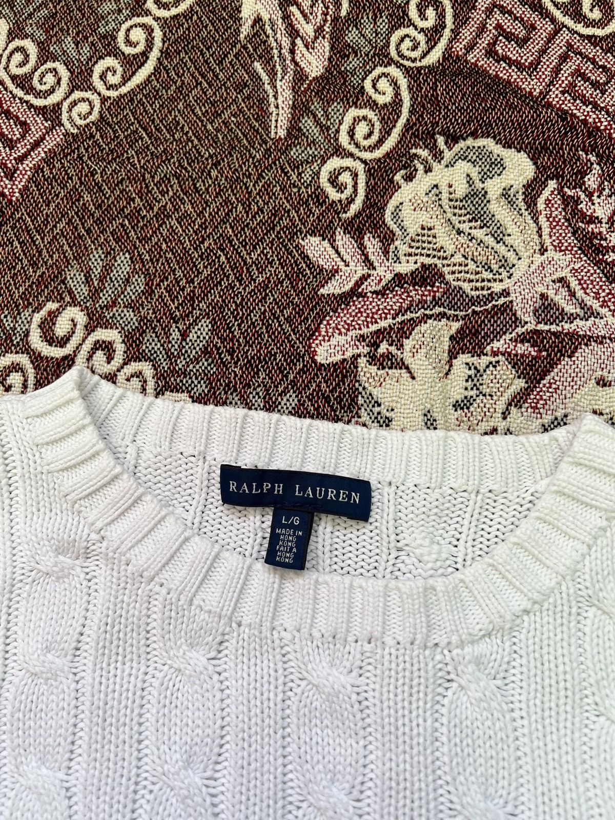 Polo Ralph Lauren × Vintage Vintage Polo Ralph Lauren Cotton Cable Knit Jumper Sweater Size L / US 10 / IT 46 - 3 Thumbnail