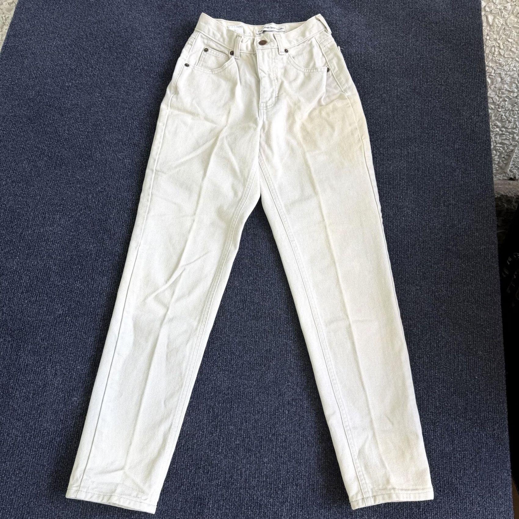 Vintage VINTAGE Calvin Klein Sport Womens 2 White High Rise Petite Mom Jeans Size 26" / US 2 / IT 38 - 3 Thumbnail