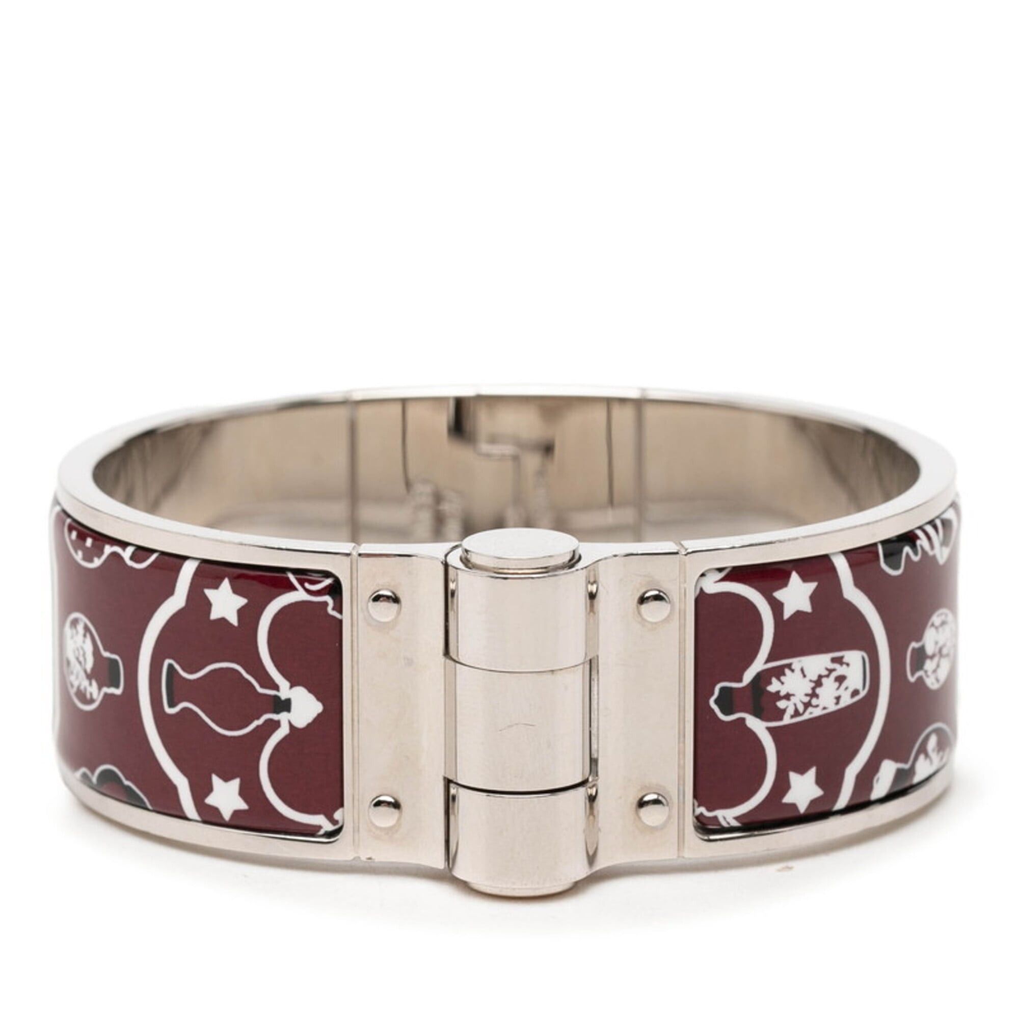 Hermes Hermes Charnière GM Enamel Bracelet Black Wine Red Silver Metal Women's HERMES Size ONE SIZE - 1 Thumbnail