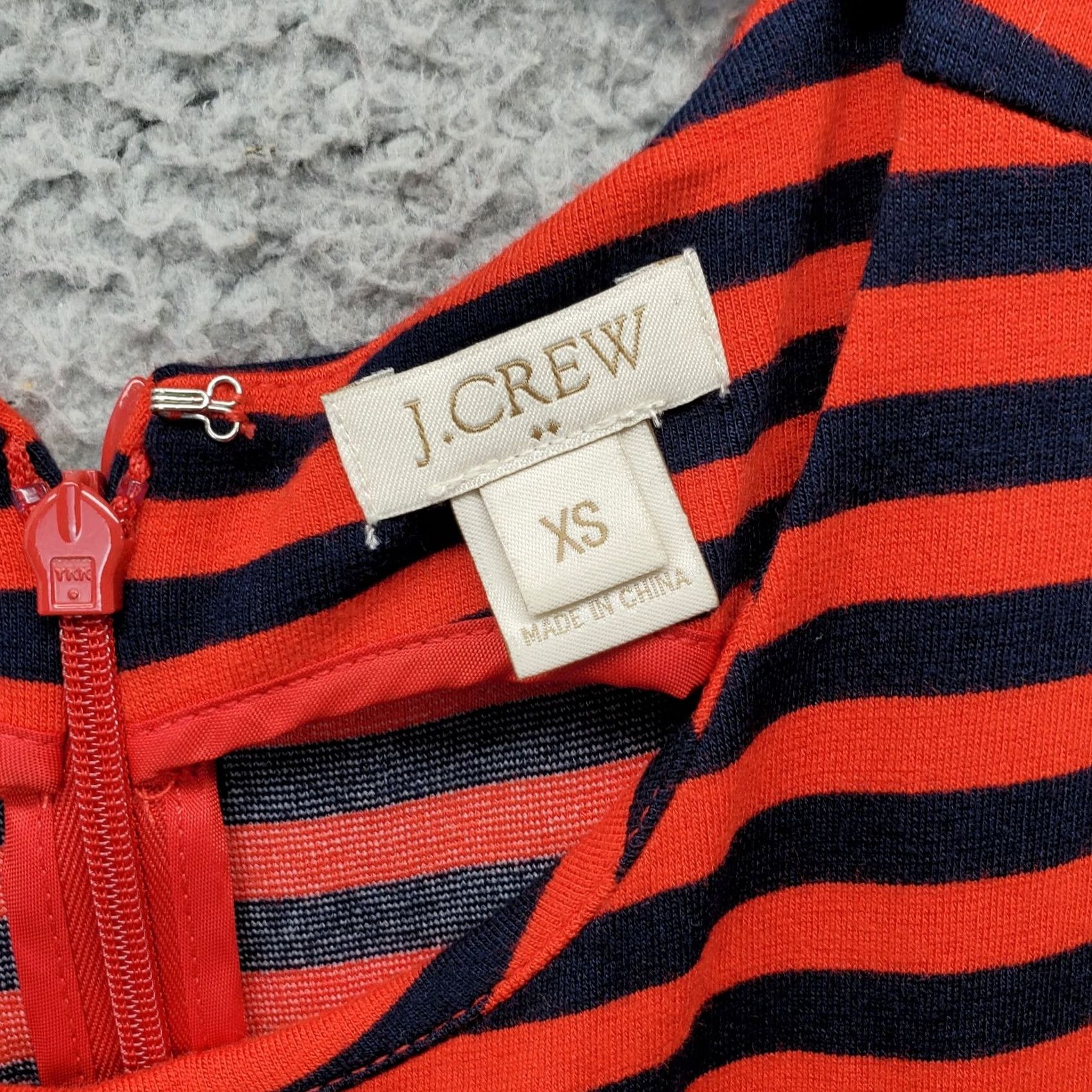 J.Crew J.CREW A Line Dress Womens XS Navy Red Striped Wide Strap Pleated Waist Back Zip Size XS / US 0-2 / IT 36-38 - 4 Thumbnail