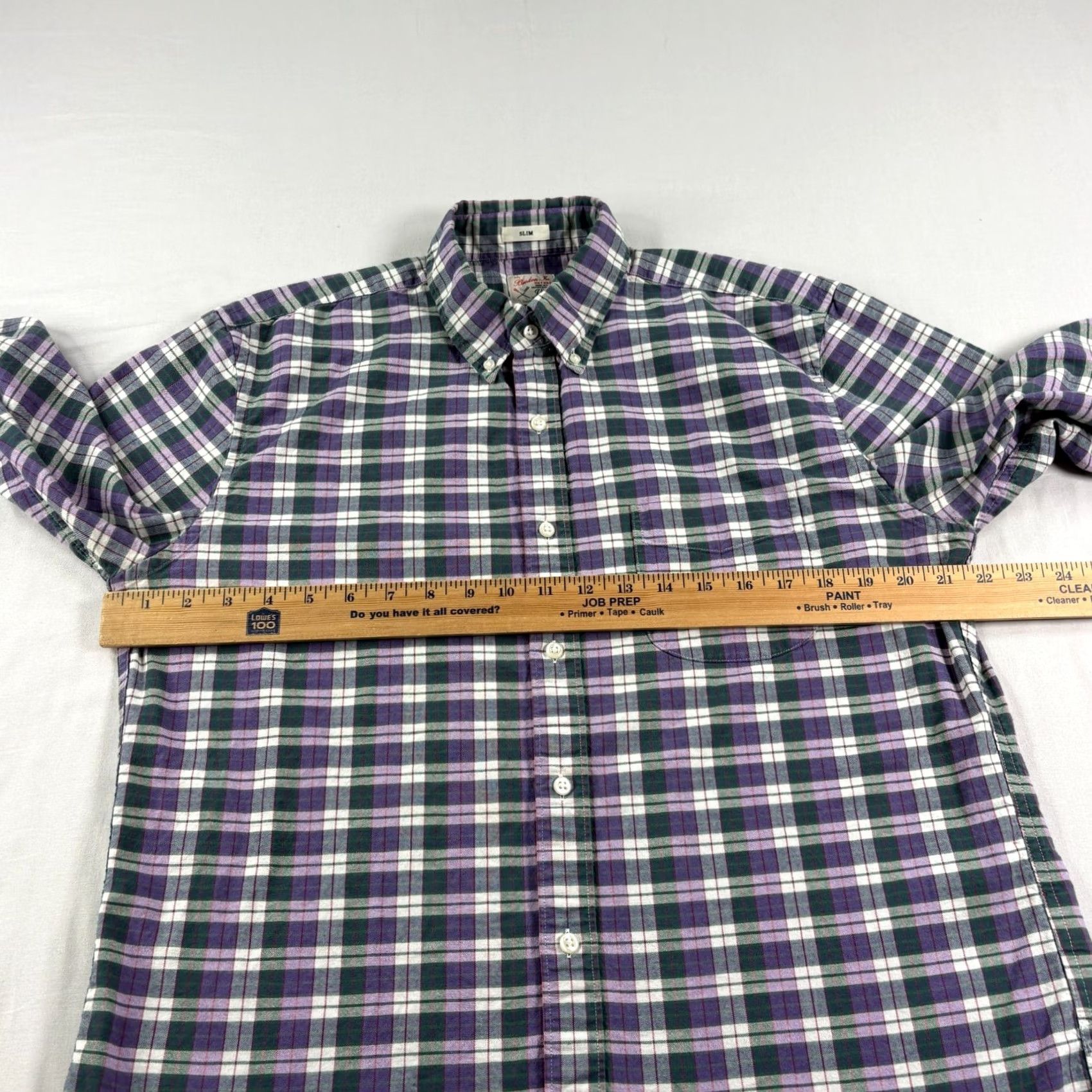 J.Crew J.CREW Shirt Mens L Purple Plaid Oxford Button-Up Slim Fit Preppy Size US L / EU 52-54 / 3 - 4 Thumbnail