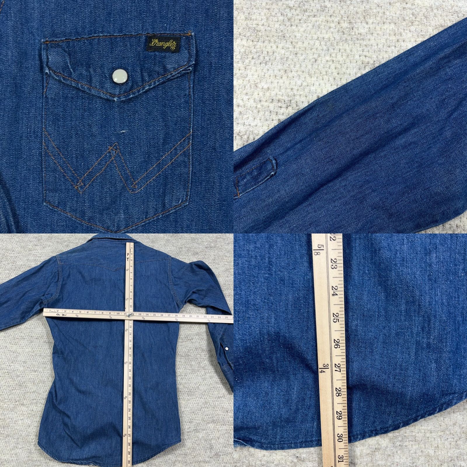 Wrangler VINTAGE Wrangler Shirt Men M Blue Denim Pearl Snap 70s 1970s USA Made Wrangler Shirt Mens Regular Blue Denim Cotton Size US M / EU 48-50 / 2 - 8 Thumbnail