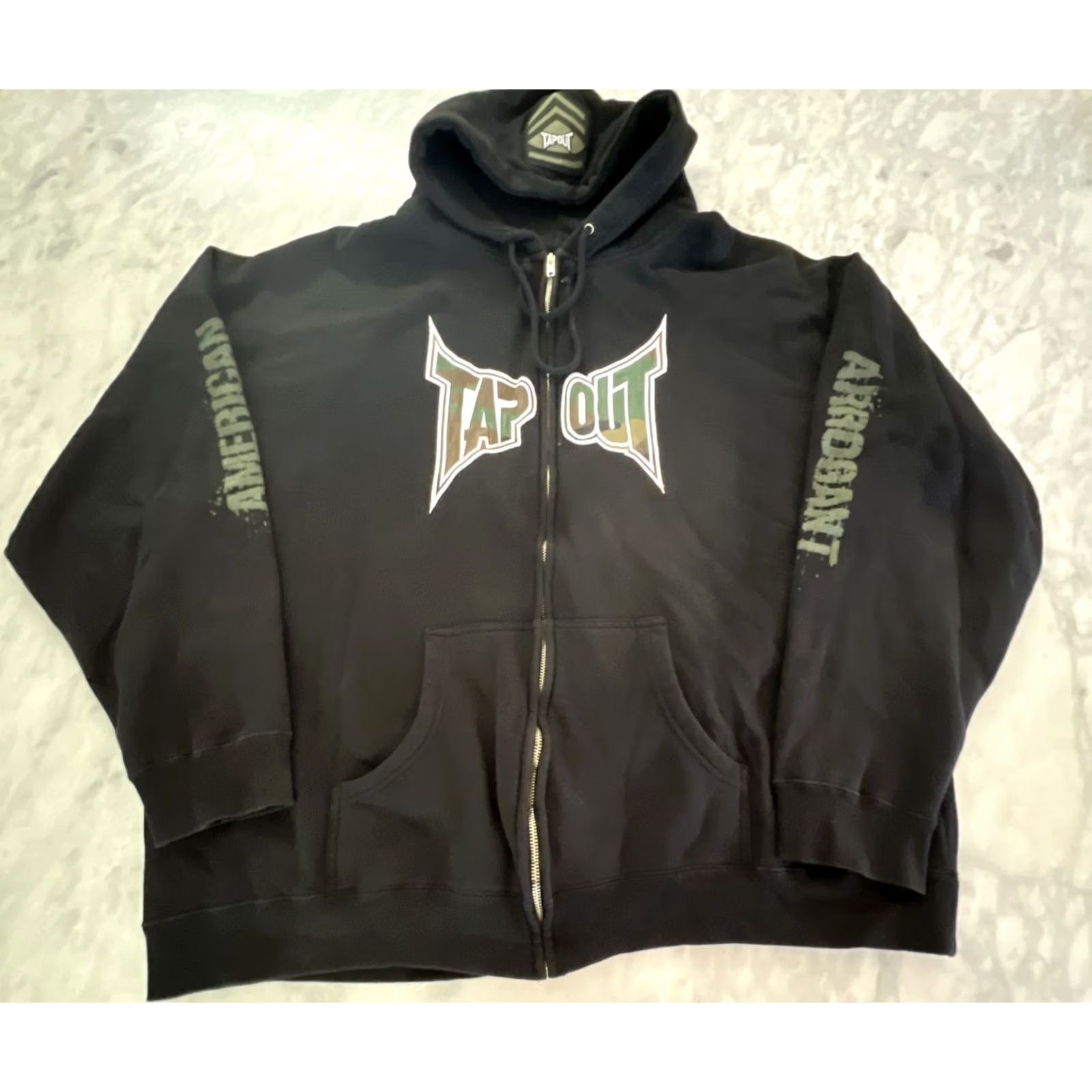 Tapout VINTAGE Tapout Hoodie Full Zip Sweatshirt Mens 3XL MMA Camo Y2K Cotton USA Black Size US XXL / EU 58 / 5 - 2 Thumbnail
