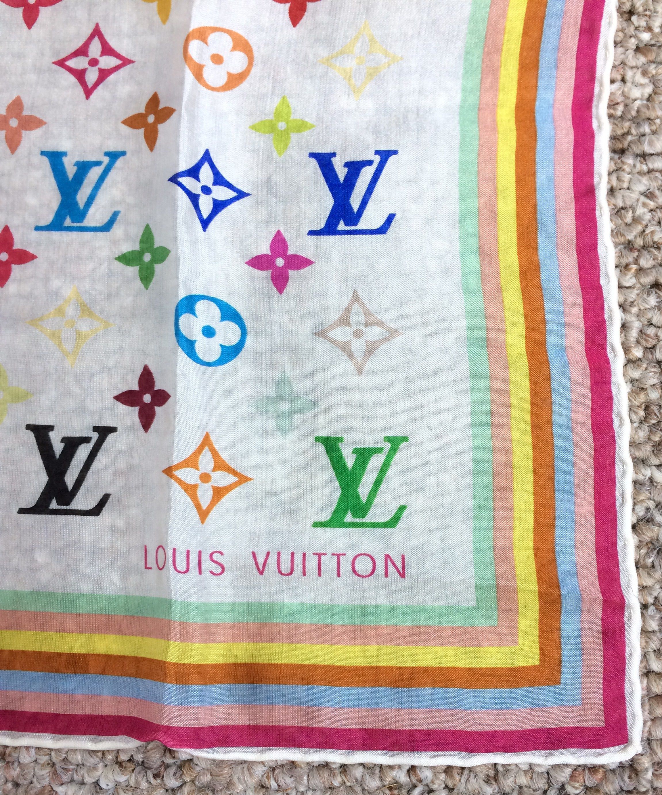 Louis Vuitton × Takashi Murakami S/S 2003 Louis Vuitton Murakami Multicolor Monogram Scarf Size ONE SIZE - 4 Thumbnail