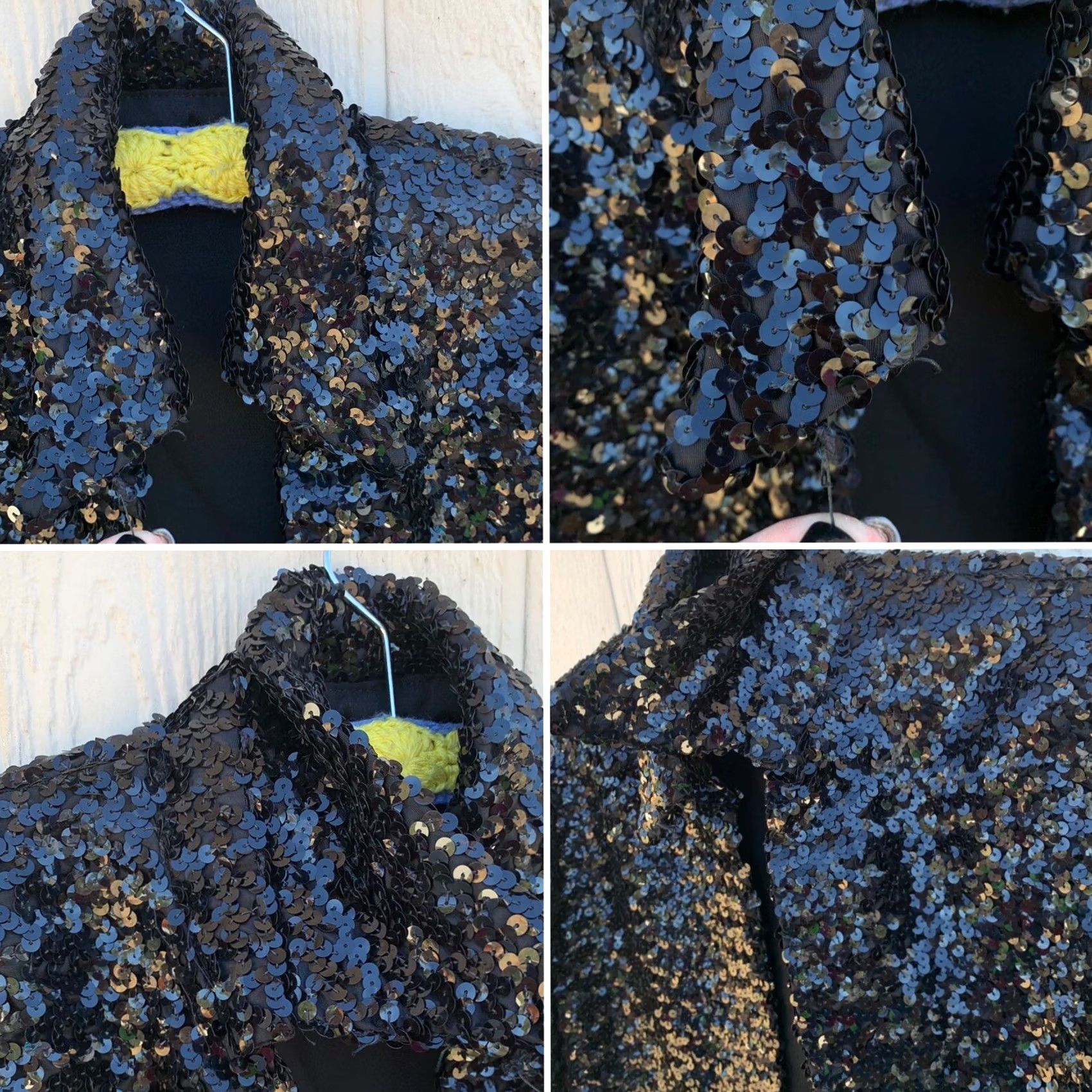 Paige VINTAGE Unionmade Beverly Paige sequin jacket open front shirt style 1960s Mod GoGo Black XS? No, Size 10 Mens Girls Womens Size L / US 10 / IT 46 - 6 Thumbnail