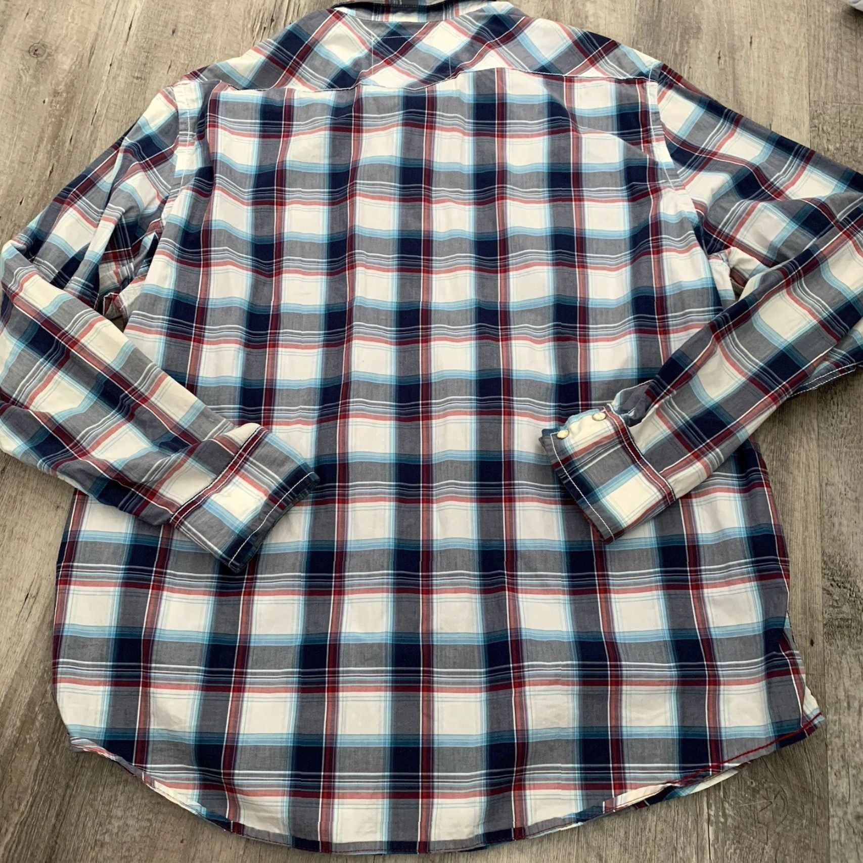 American Eagle Outfitters American Eagle Shirt Mens XXL Pearl Snap Vintage Fit Blue Plaid Long Sleeve Shirt Size US XXL / EU 58 / 5 - 5 Thumbnail