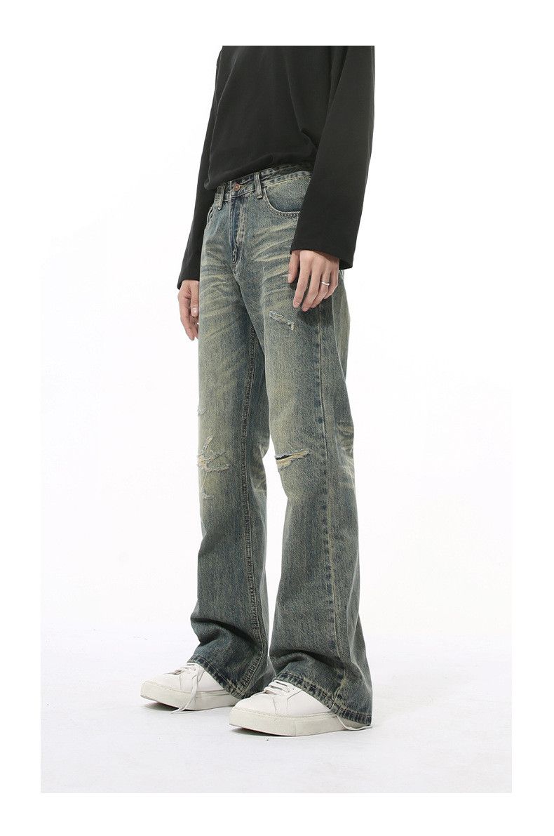 Japanese Brand × Jean Street loose washed distressed straight flared ripped jeans Size US 32 / EU 48 - 6 Thumbnail