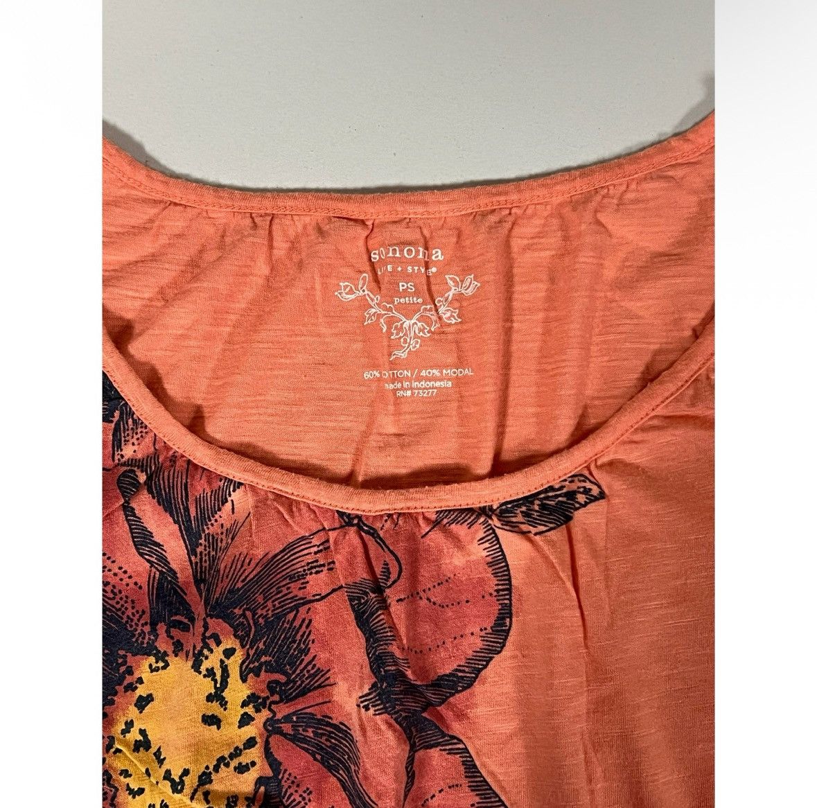 Sonoma Sonoma Orange Floral Y2K Shirt Top Blouse Size S (Petite) 🌸✨ Size S / US 4 / IT 40 - 3 Thumbnail