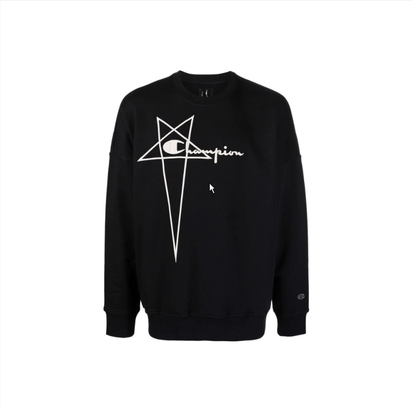 Champion × Rick Owens Rick Owens x Champion Black Logo Sweatshirt Men's M Size US M / EU 48-50 / 2 - 1 Thumbnail