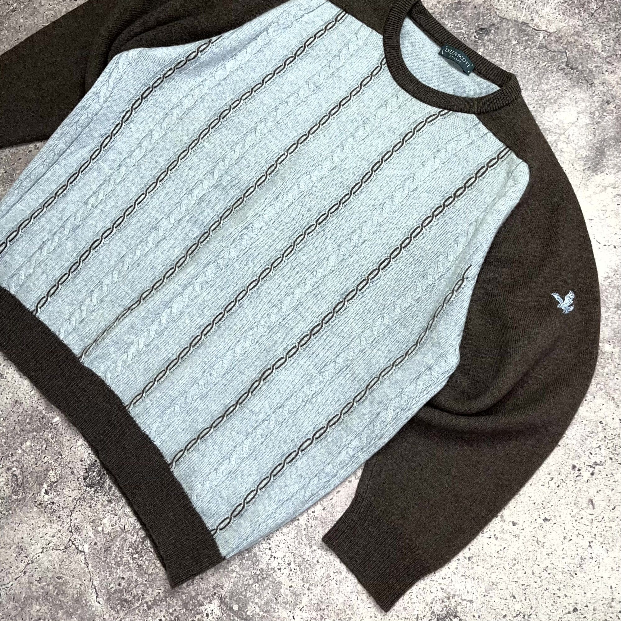 Lyle & Scott Vintage Lyle & Scott Cable Knit Raglan Sweater Blue Size M Size US M / EU 48-50 / 2 - 2 Thumbnail