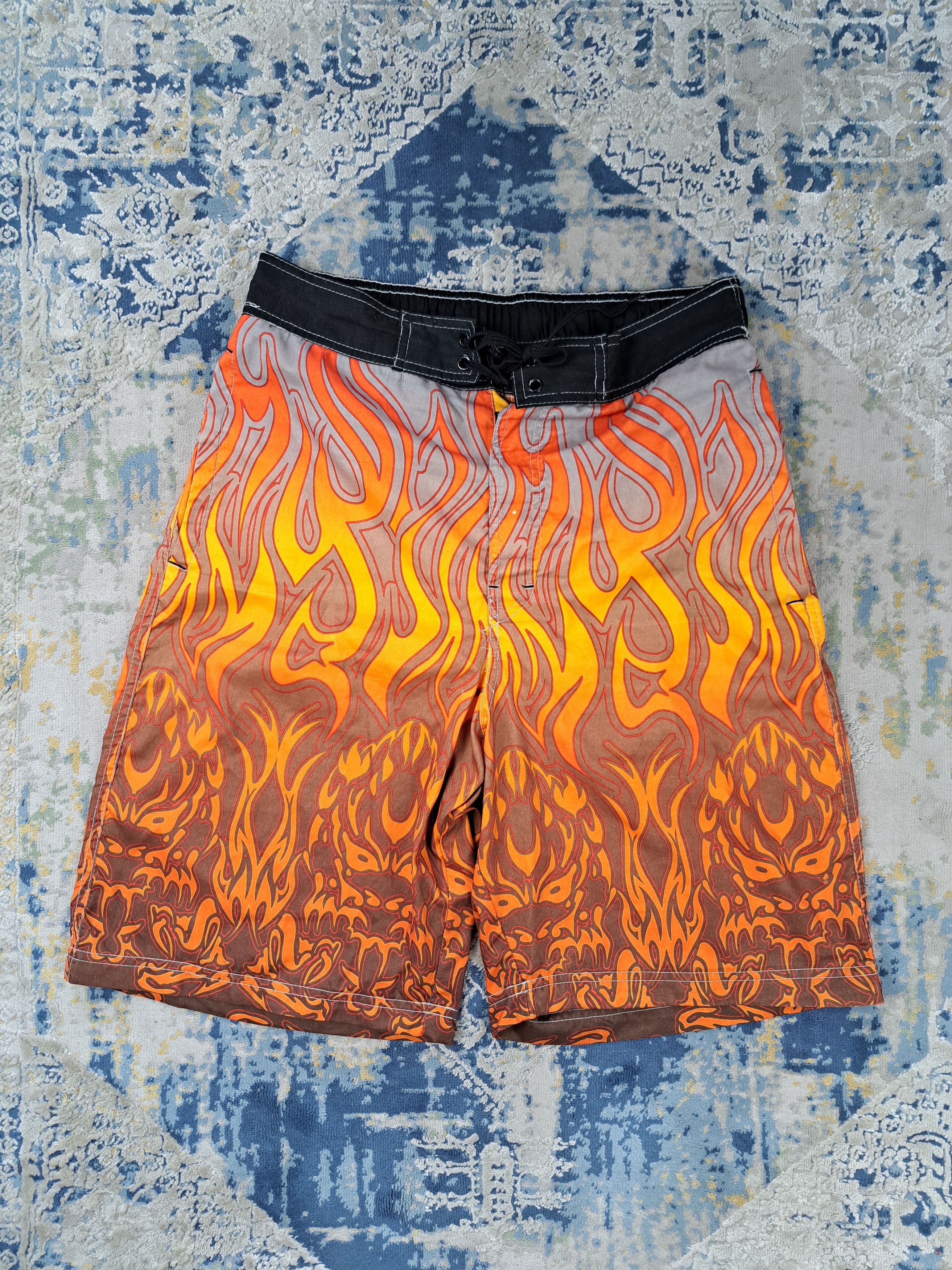 Japanese Brand Fullprint Flame Fire Shorts Like Hellstar Gallery Dept. Bape Size US 30 / EU 46 - 1 Thumbnail