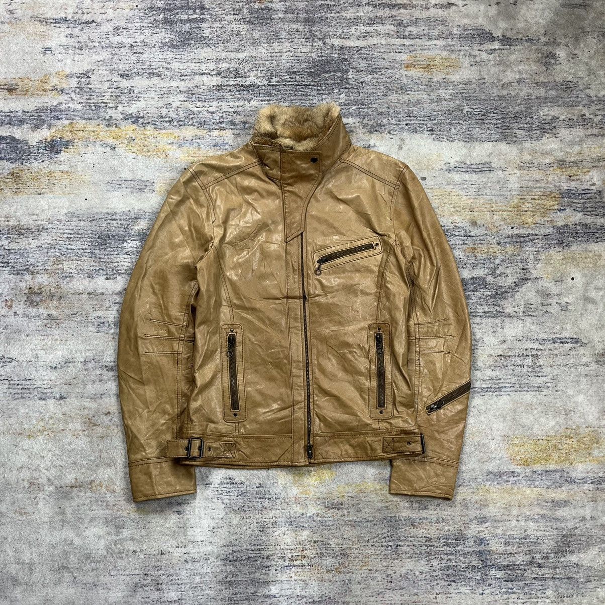 Issey Miyake Tete Homme fur collar rider leather jacket Size US S / EU 44-46 / 1 - 1 Thumbnail