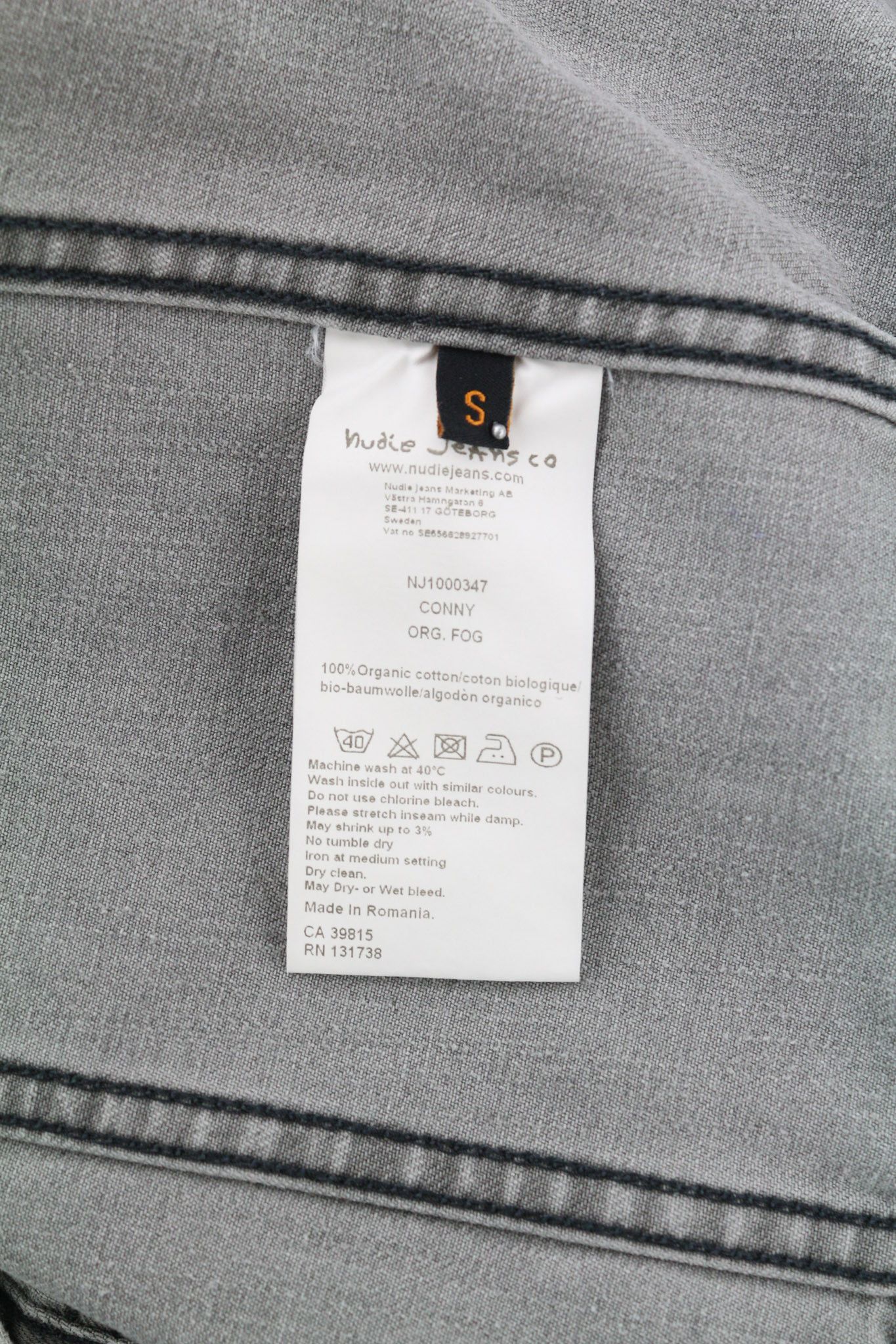 Nudie Jeans CONNY ORG. FOG S Organic Cotton Grey Denim Jacket 80338 Size US S / EU 44-46 / 1 - 6 Thumbnail
