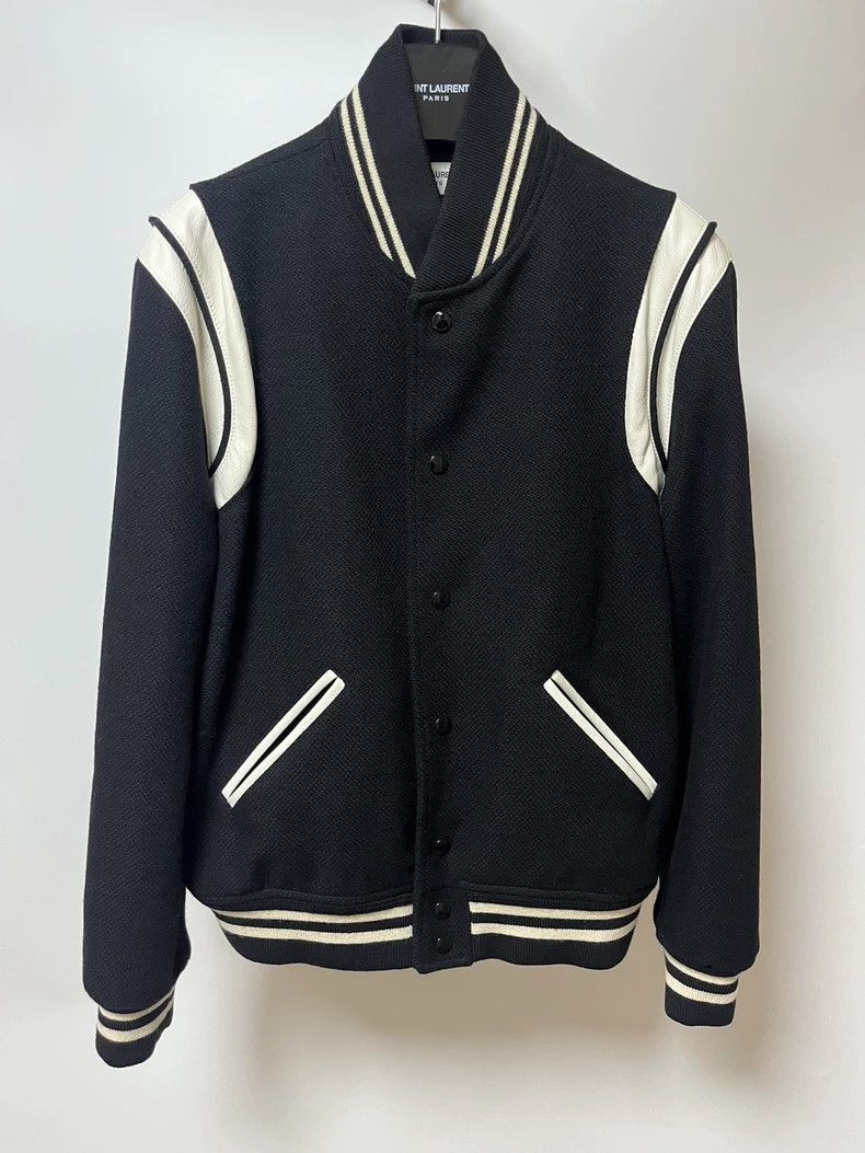 Saint Laurent Paris Saint Laurent Black Leather Baseball Jacket Size US L / EU 52-54 / 3 - 1 Thumbnail
