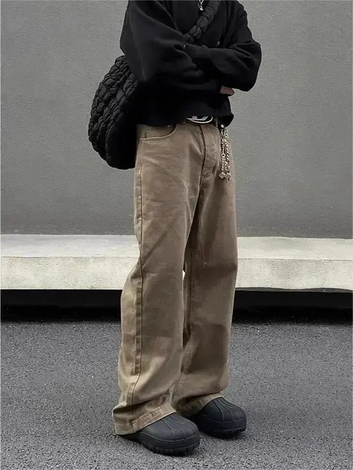 Japanese Brand Retro straight leg micro flared brown jeans Size US 32 / EU 48 - 1 Thumbnail