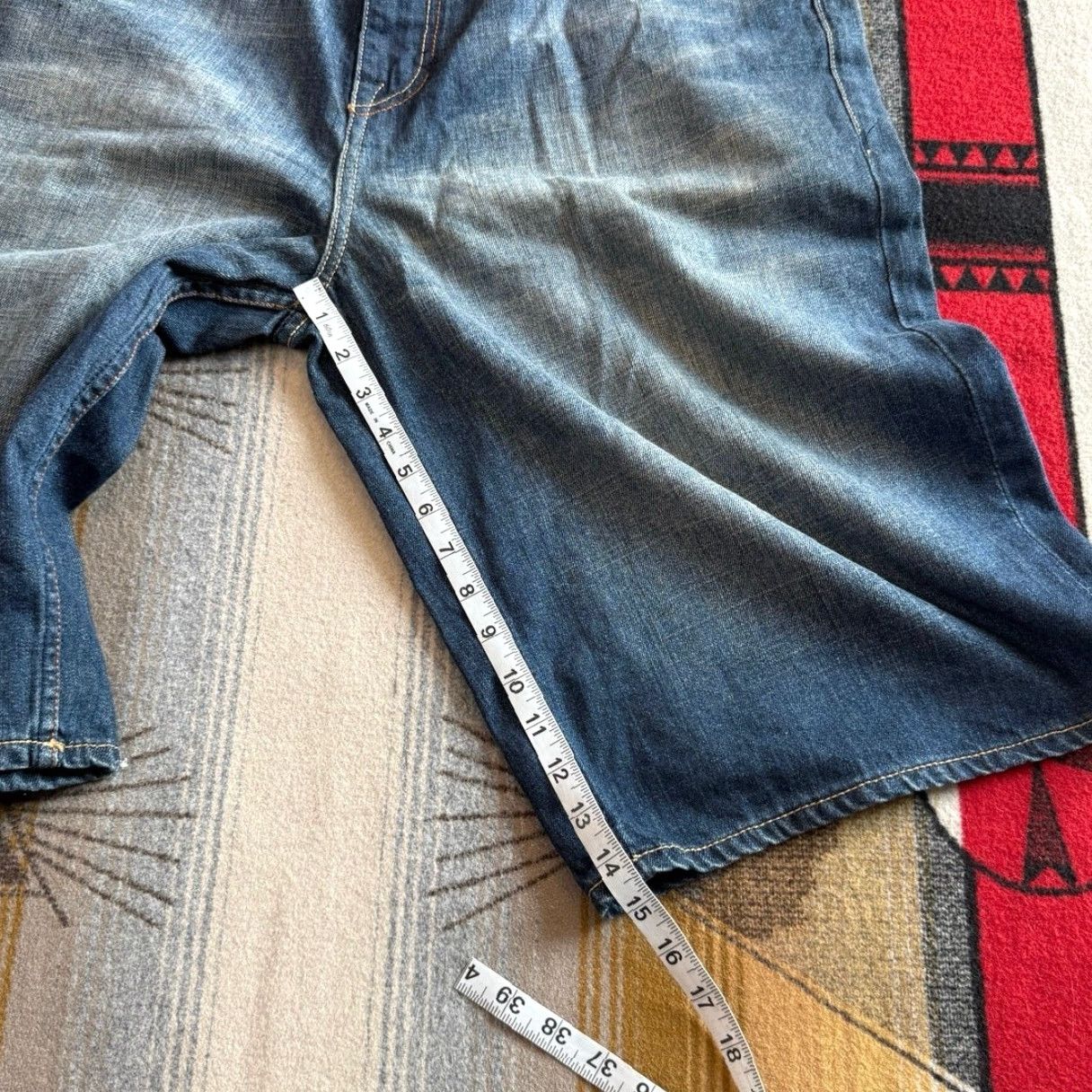 Ecko Unltd. VINTAGE Y2K Ecko UNLTD Baggy Fit Denim Jorts Shorts 36 14” Inseam Men Brown? Blue? Size US 36 / EU 52 - 7 Thumbnail