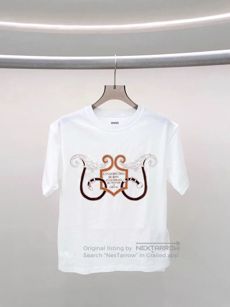 Hermes Hermes White patterned T-shirt Size XXS / US 00 / IT 34 - 1 Thumbnail