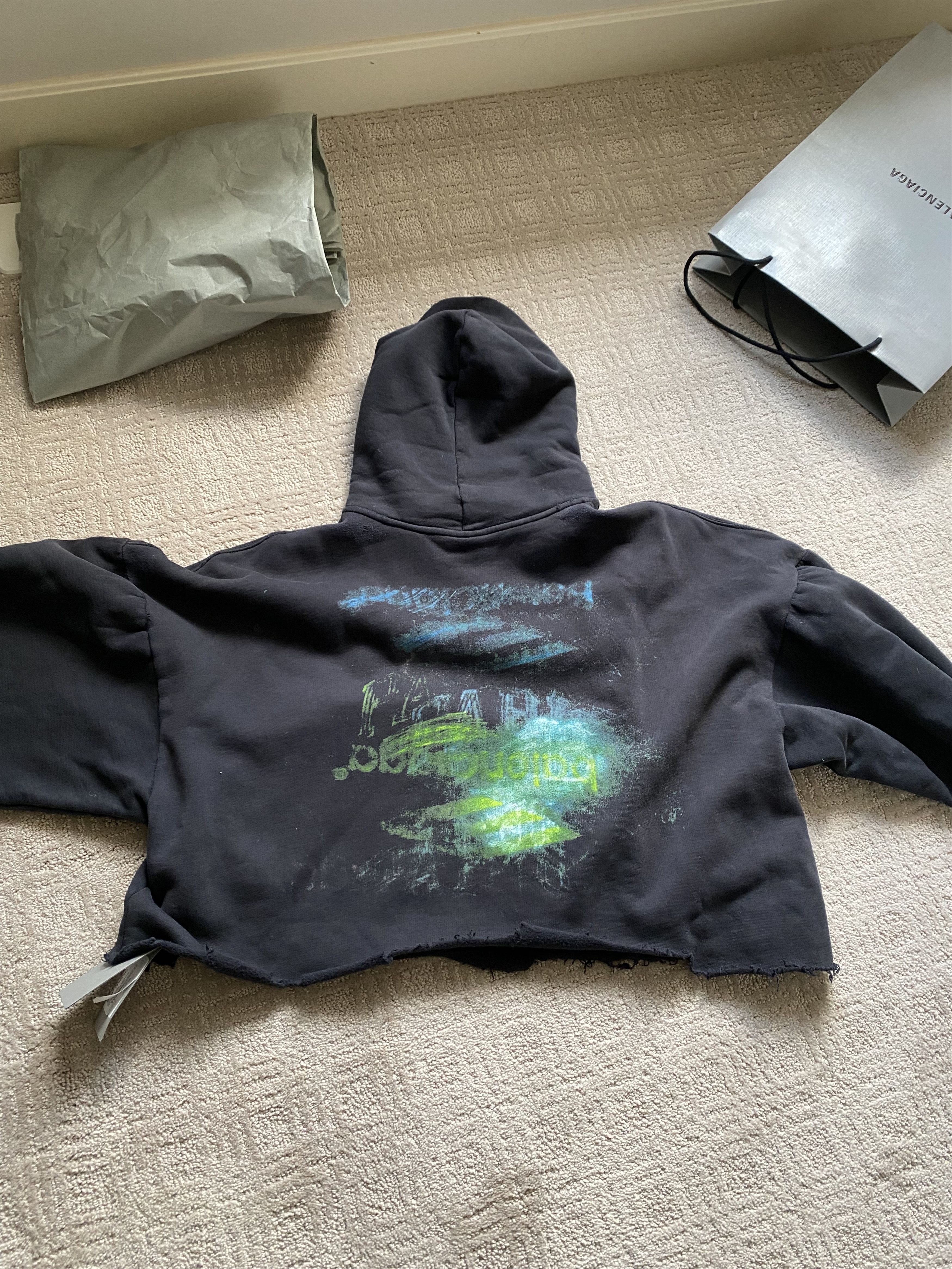 Balenciaga DIY Imprint Cropped Hoodie Size US XS / EU 42 / 0 - 5 Thumbnail