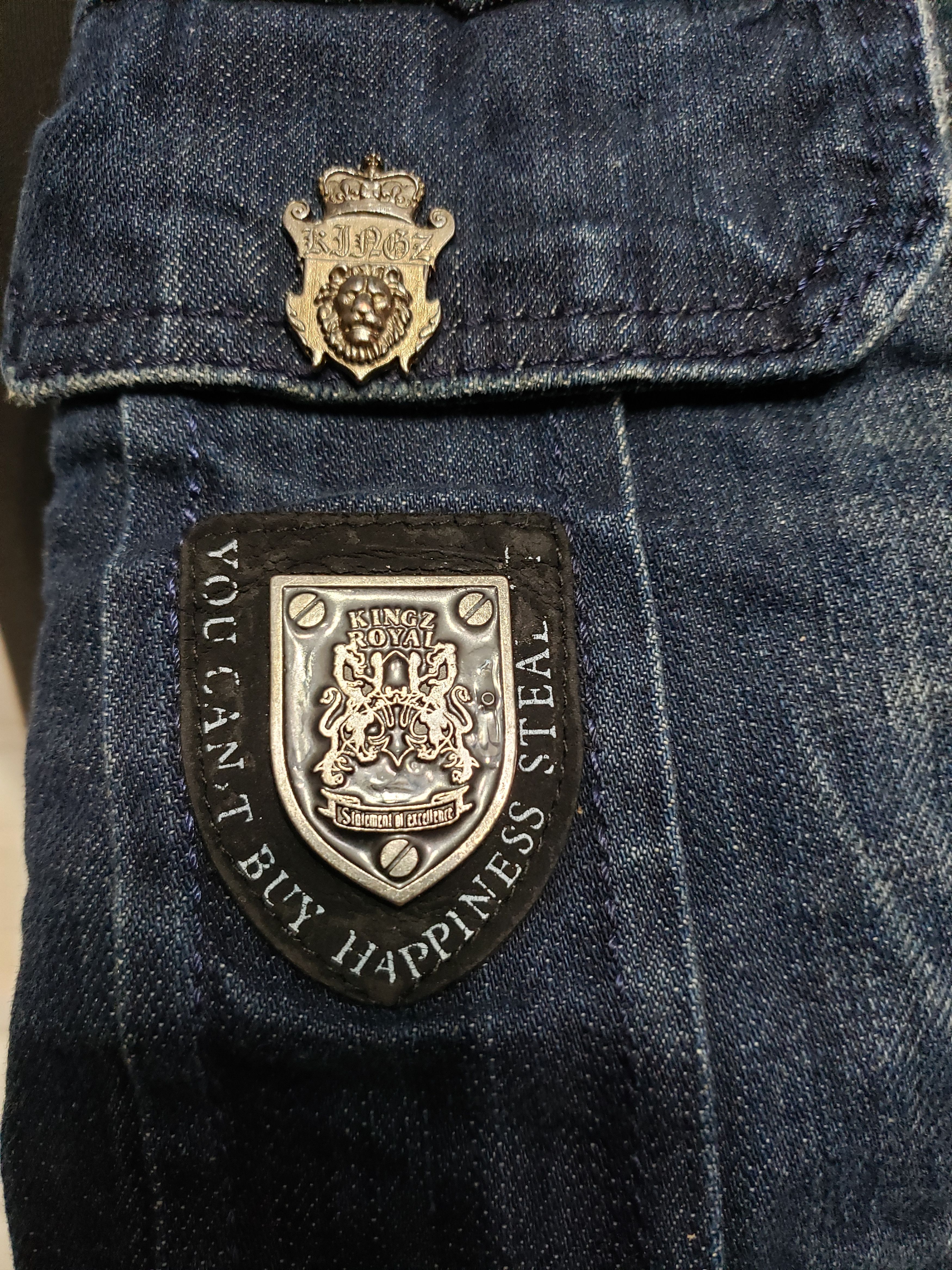 Uniqlo Men's denim pants in blue, decorated with metal elements. Size US 35 - 10 Thumbnail