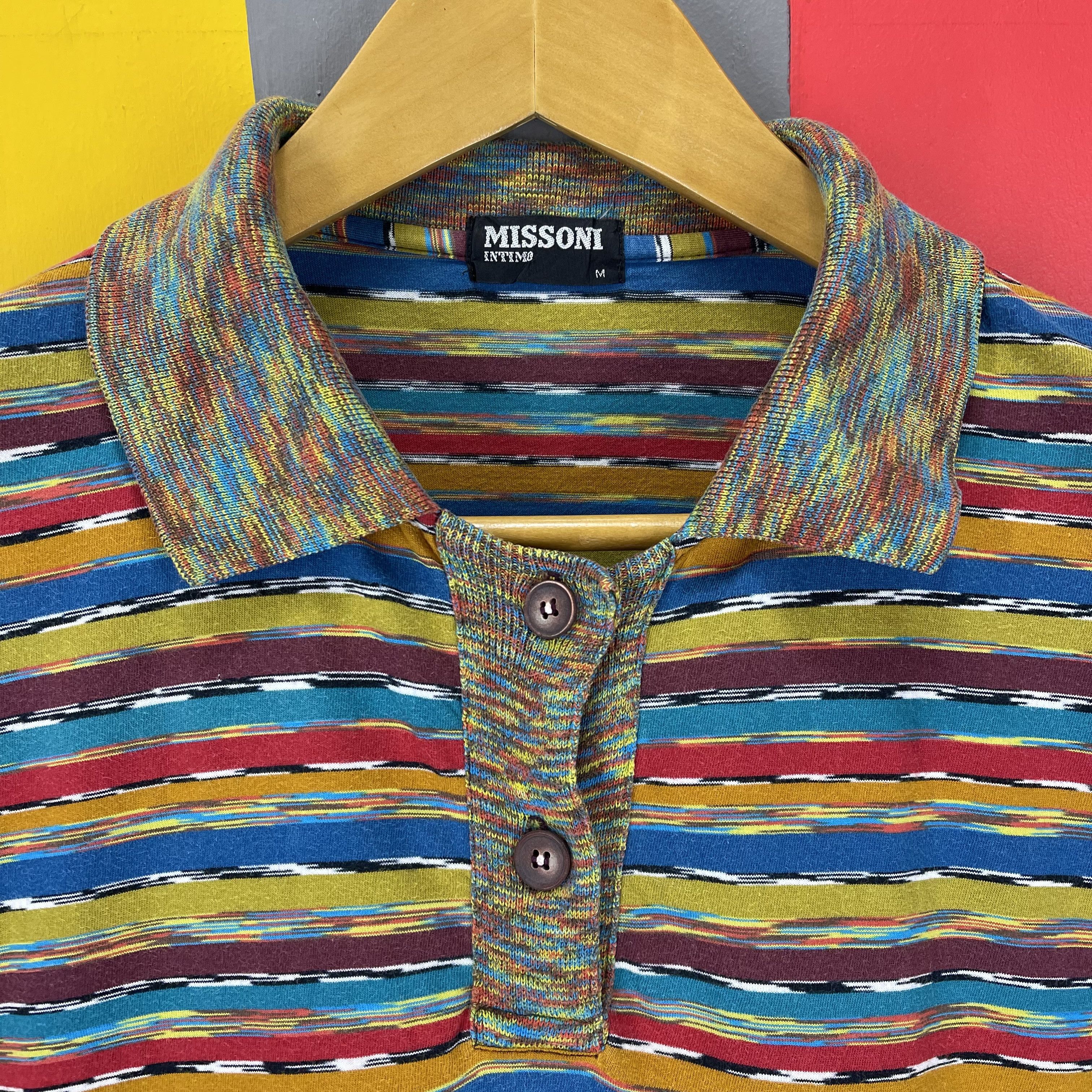 Missoni Vintage MISSONI INTIMO 1/3 Sleeve Polo T Shirt #1763/07 Size US M / EU 48-50 / 2 - 2 Thumbnail
