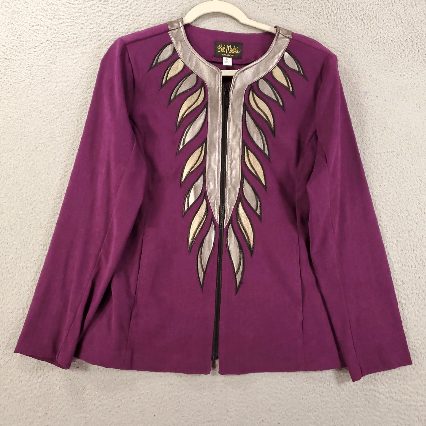 Bob Mackie Mackie Bob Wearable Art Cardigan Jacket Womens Medium Purple Faux Suede Leather Size M / US 6-8 / IT 42-44 - 7 Thumbnail