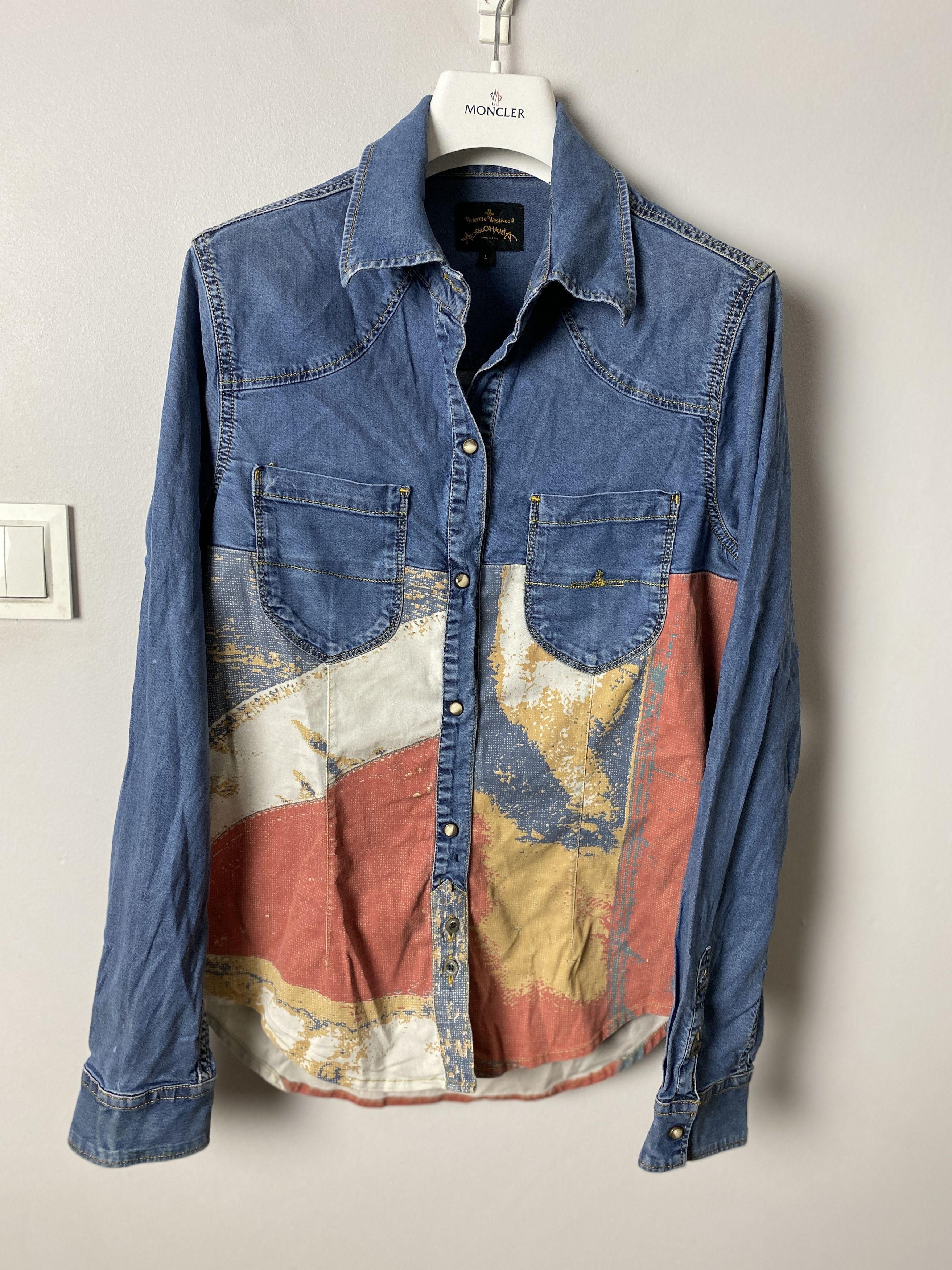 Vivienne Westwood Anglomania printed denim shirt small logo
