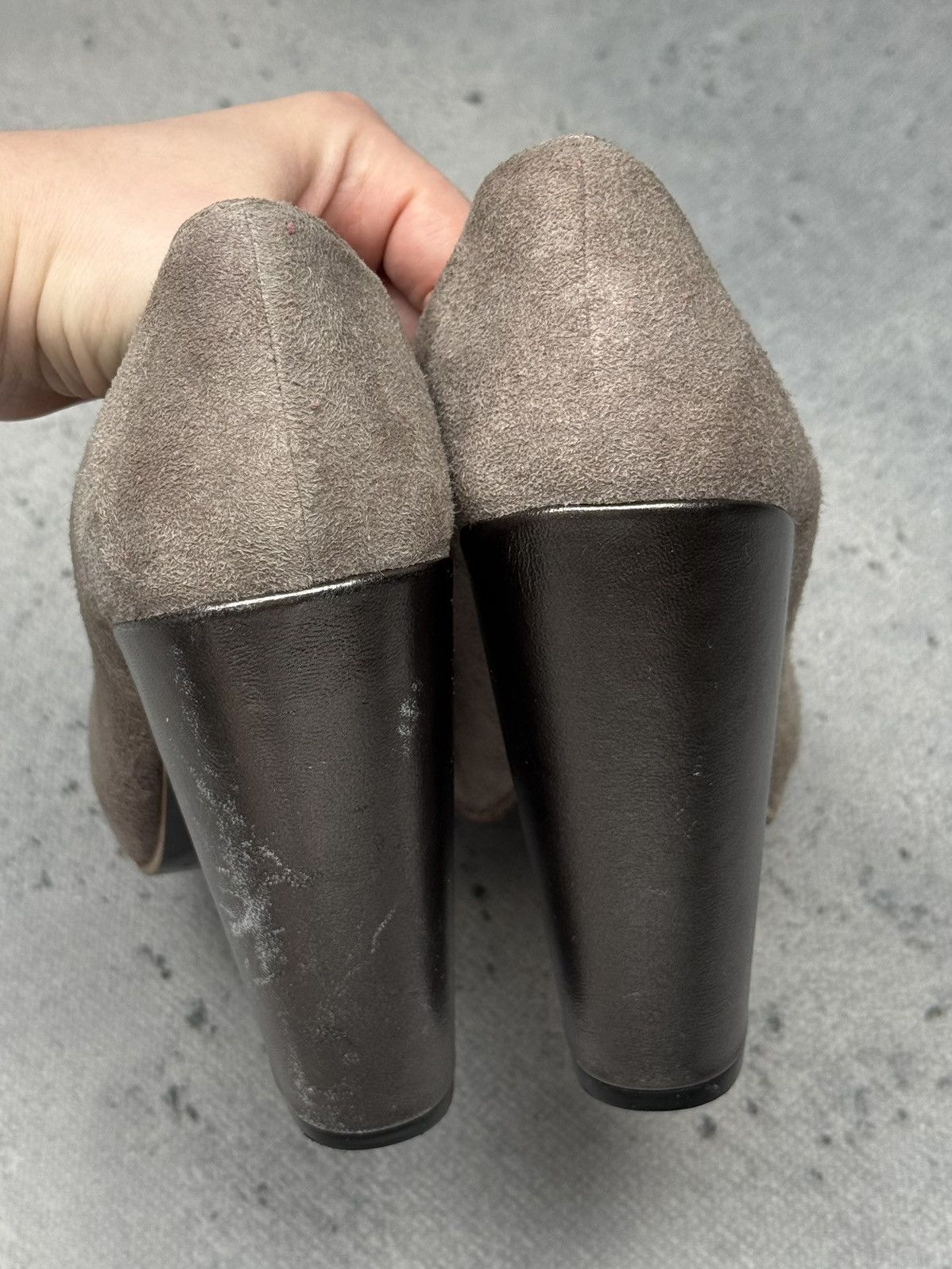 Acne Studios Vintage Acne Studios Taupe Suede Chunky Block Heel Pumps Lux Size US 7 / IT 37 - 5 Thumbnail