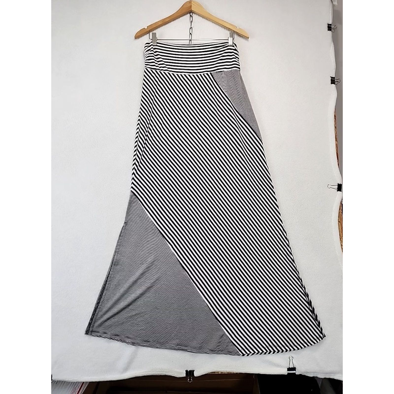 Vintage VINTAGE Vanity Black White Stripe Womens L Maxi Skirt A-Line Comfort Stretch Vintage Y2K Size 36" / US 14 / IT 50 - 4 Thumbnail