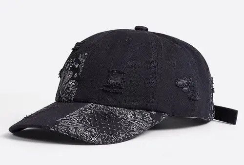 VIBE Y2k paisley bandana patchwork distressed cap baseball Size ONE SIZE - 8 Thumbnail