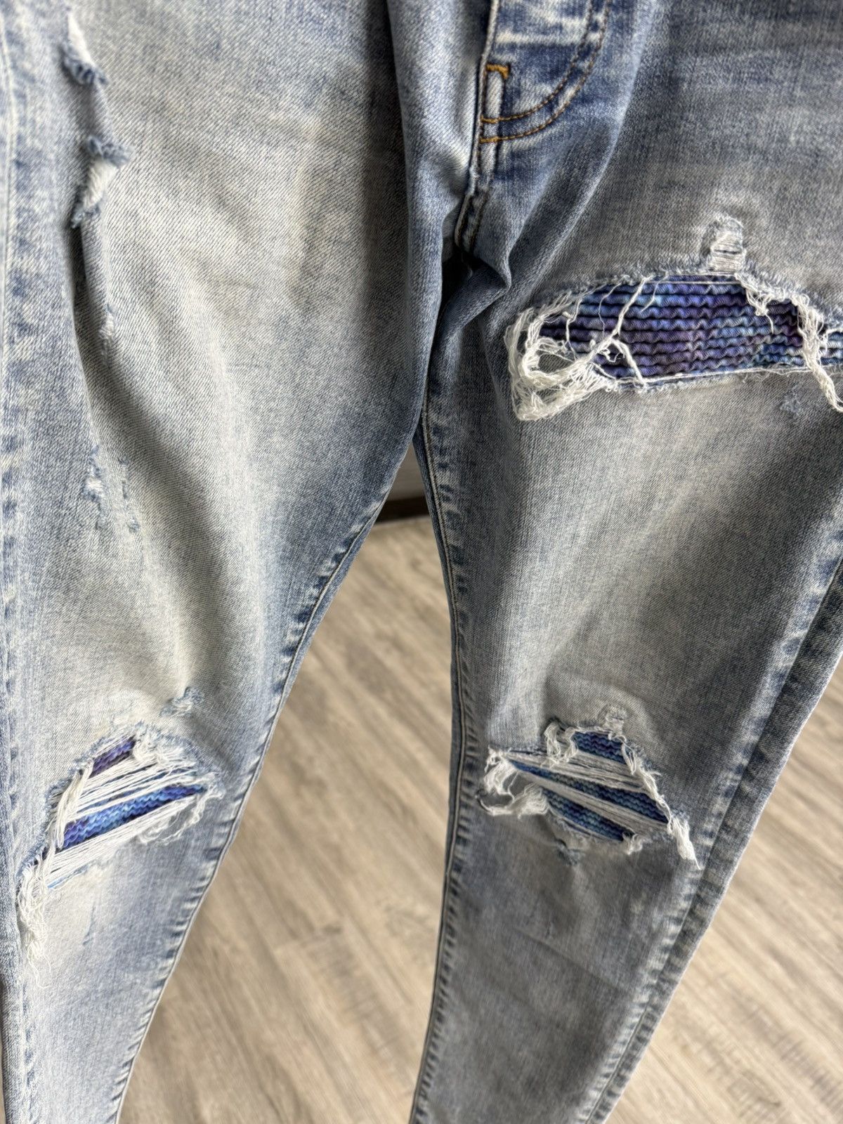 Amiri Amiri MX1 - Blue Watercolor Gradient Patch Denim Size US 34 / EU 50 - 2 Thumbnail