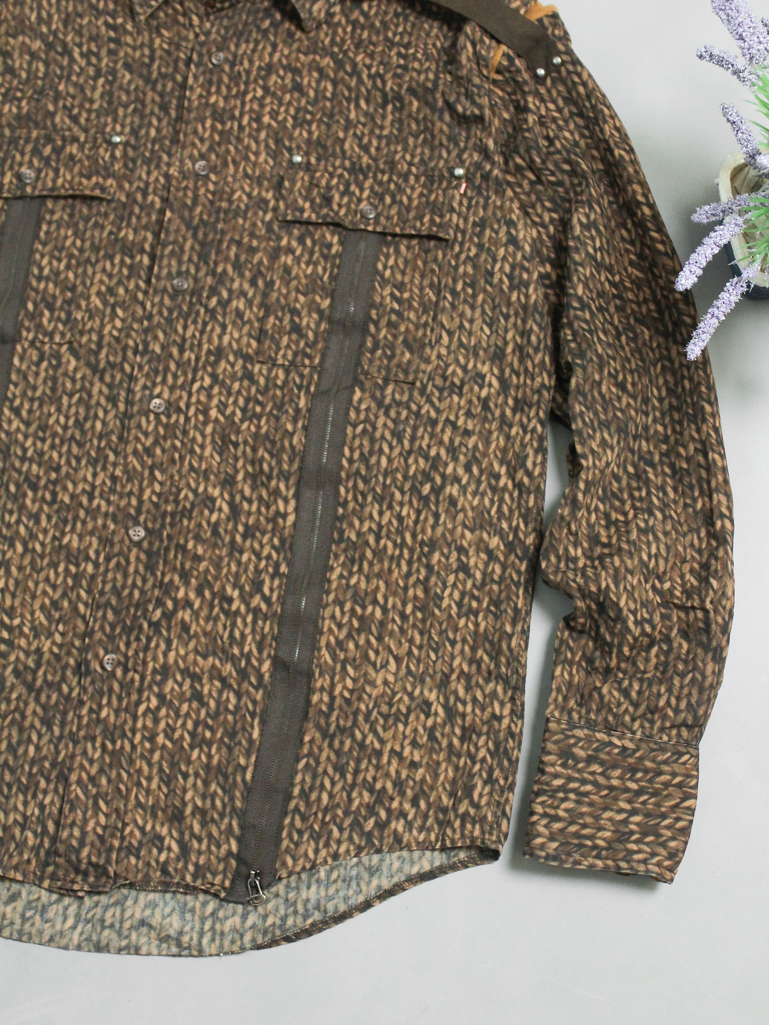Hugo Boss × Vintage 💛VINTAGE HUGO BOSS ABSTRACT SHIRT BROWN L AVANTGARDE Size US L / EU 52-54 / 3 - 7 Thumbnail