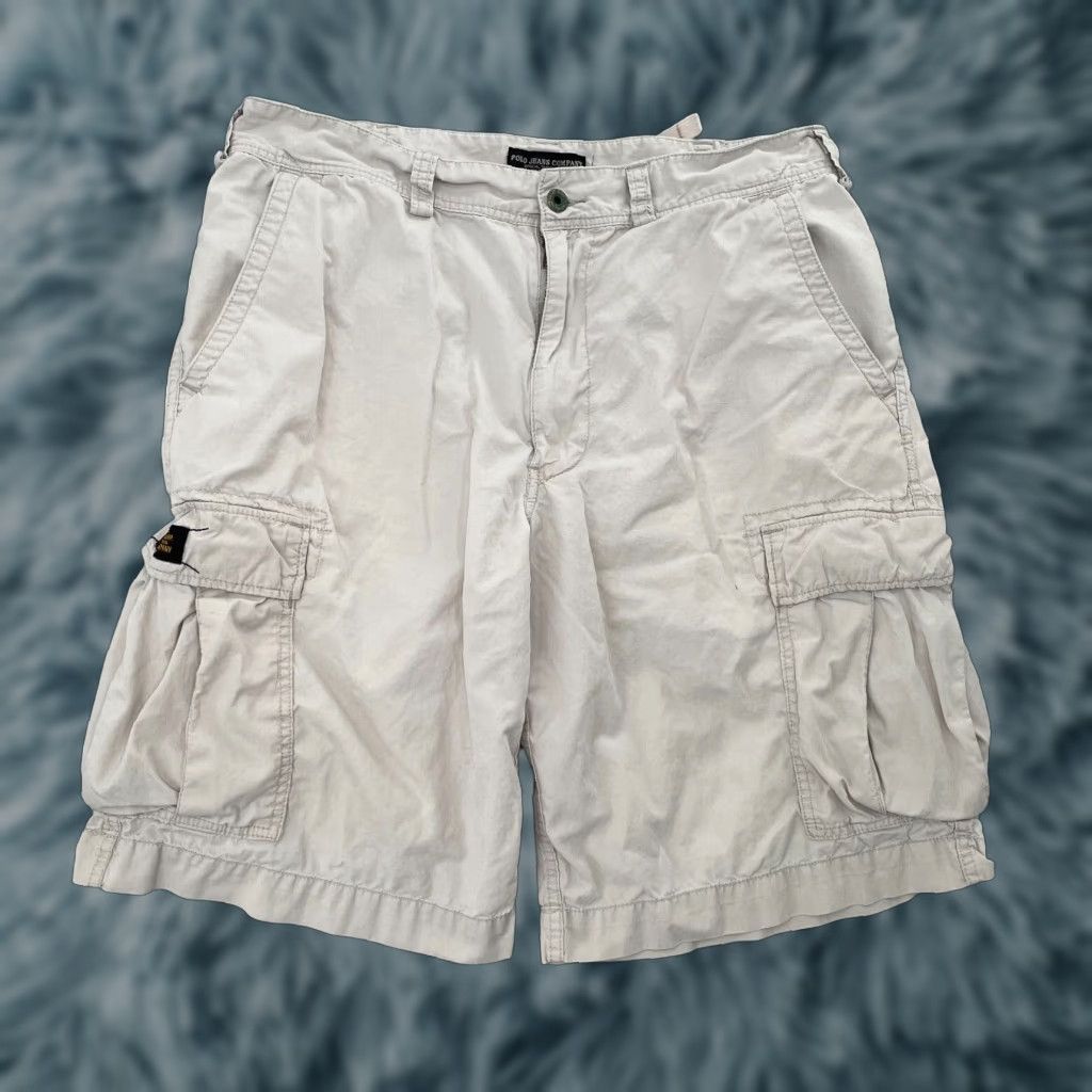 VINTAGE Polo Jeans Ralph Lauren Cargo Shorts Men 36 Beige Military