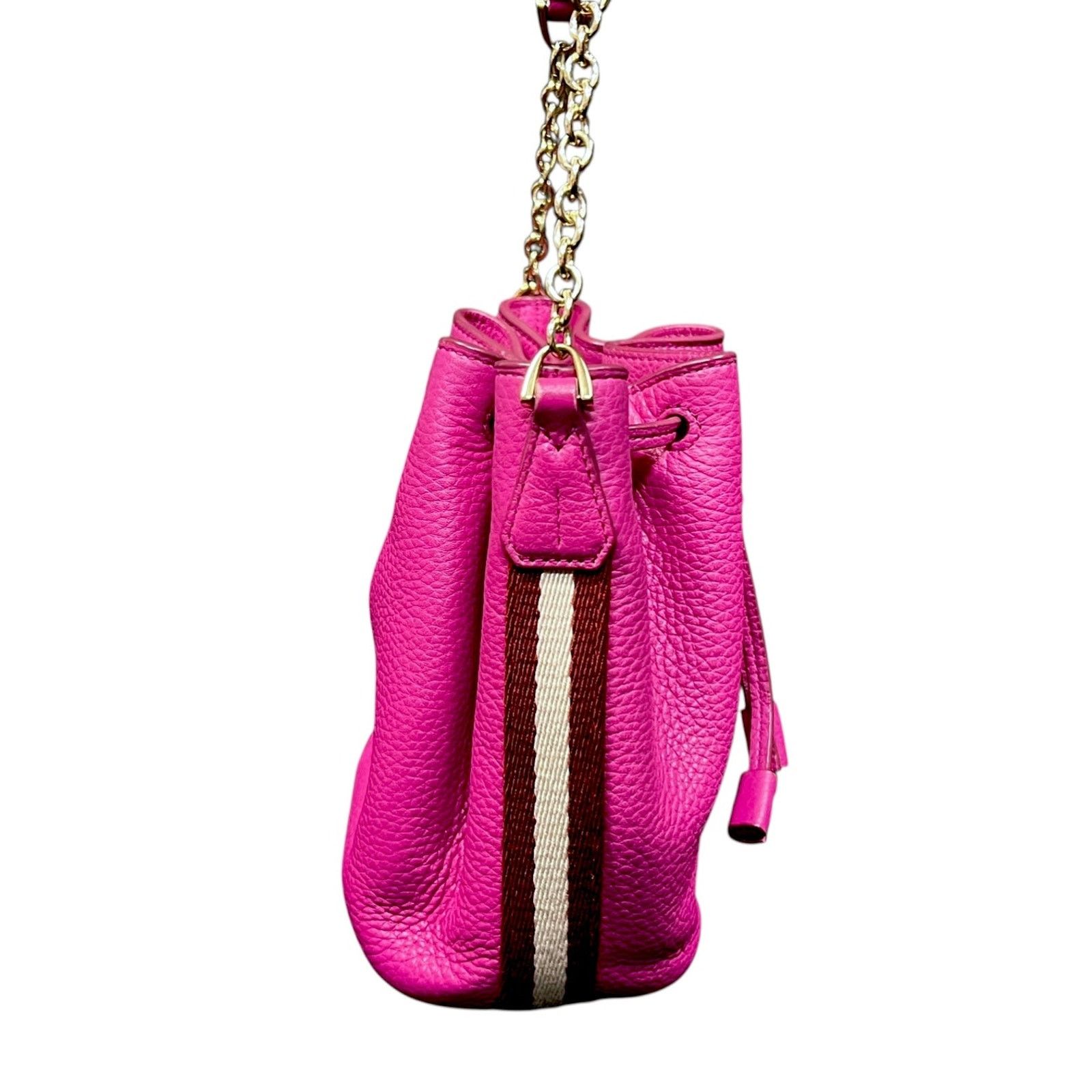 Bally Bally Top Handle Pink Pebbled Drawstring Bucket Bag $795 Size ONE SIZE - 9 Thumbnail