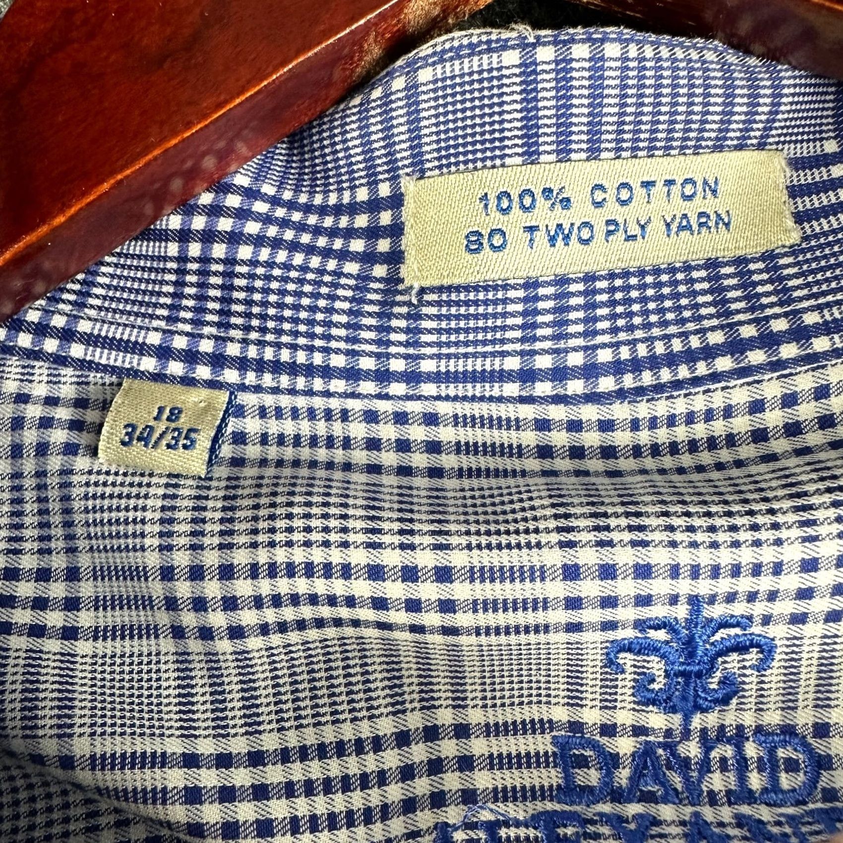 Vintage VINTAGE David Alexander Shirt Mens 18 Blue Plaid Cotton Long Sleeve Classic Fit Easy Care NEW Size US XXL / EU 58 / 5 - 6 Thumbnail