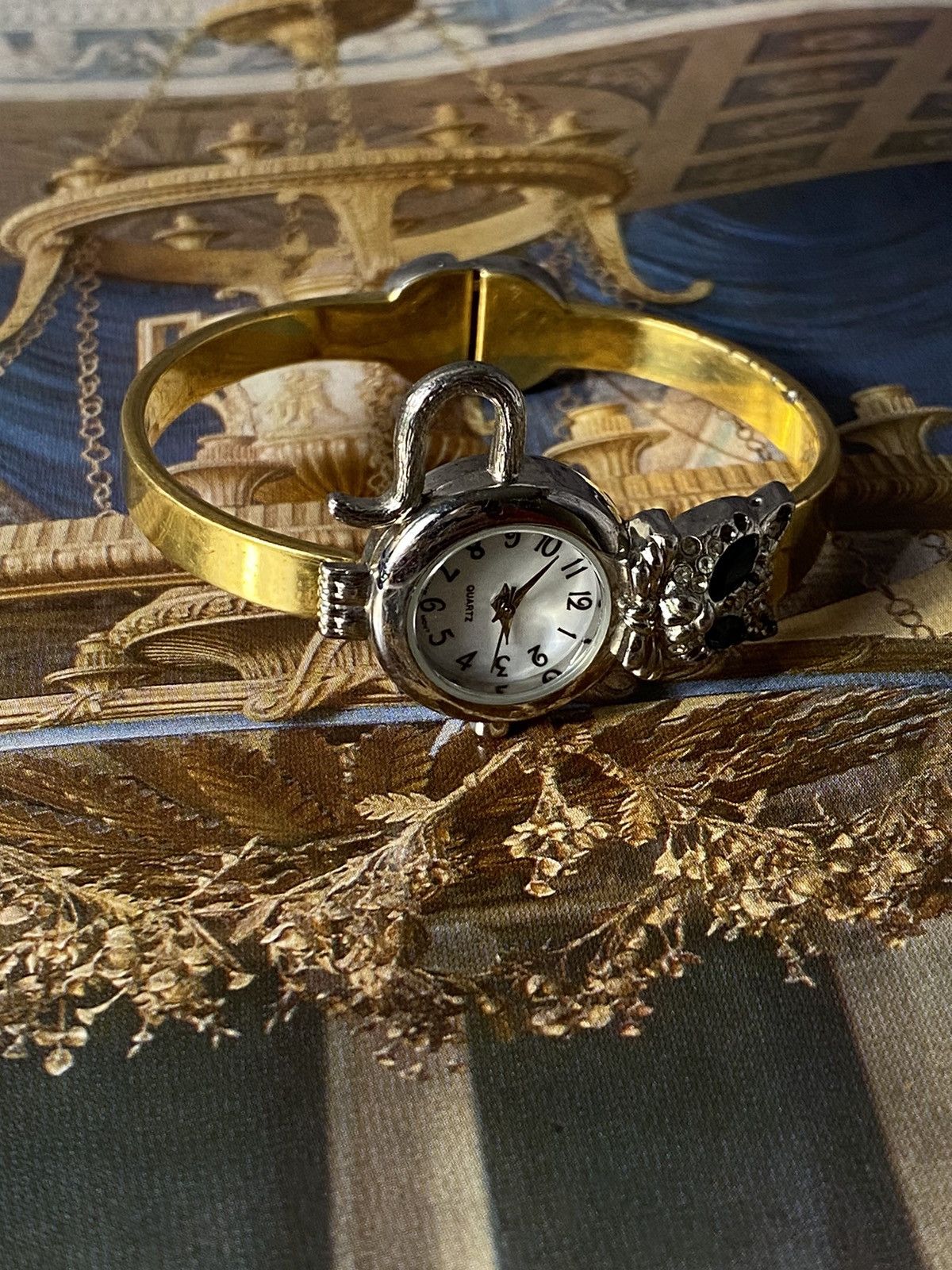 Jewelry Cat Bangle Watch Gold Tone Whimsical Size ONE SIZE - 5 Thumbnail