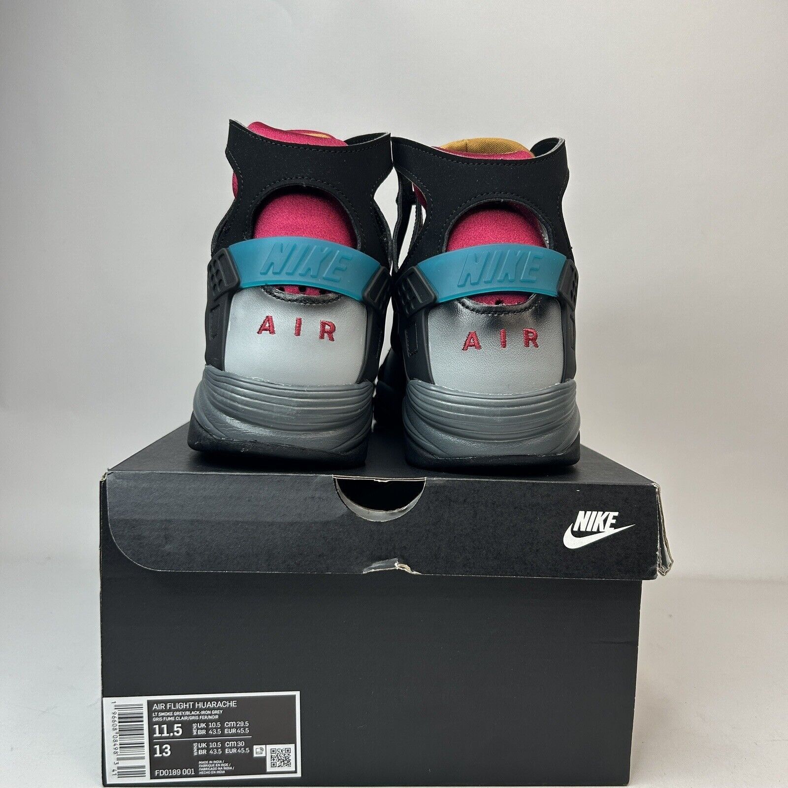 Nike Nike Air Flight Huarache Hoop Pack “Bordeaux Grey” 2023 Size US 11.5 / EU 44-45 - 4 Thumbnail