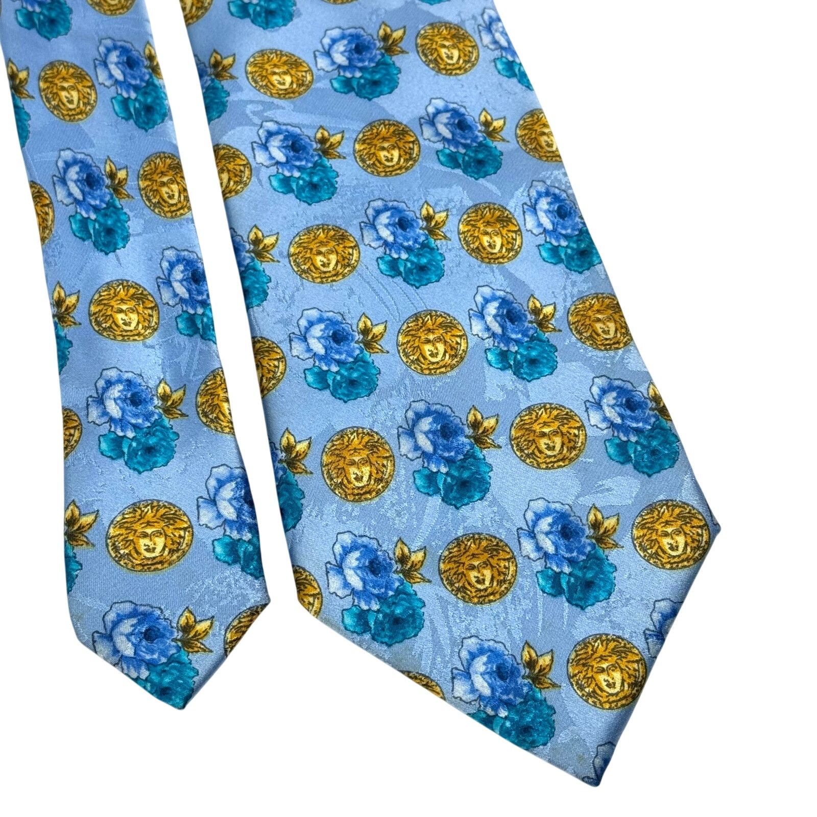 Versace Versace Sky Blue Medusa Tie Size ONE SIZE - 3 Thumbnail