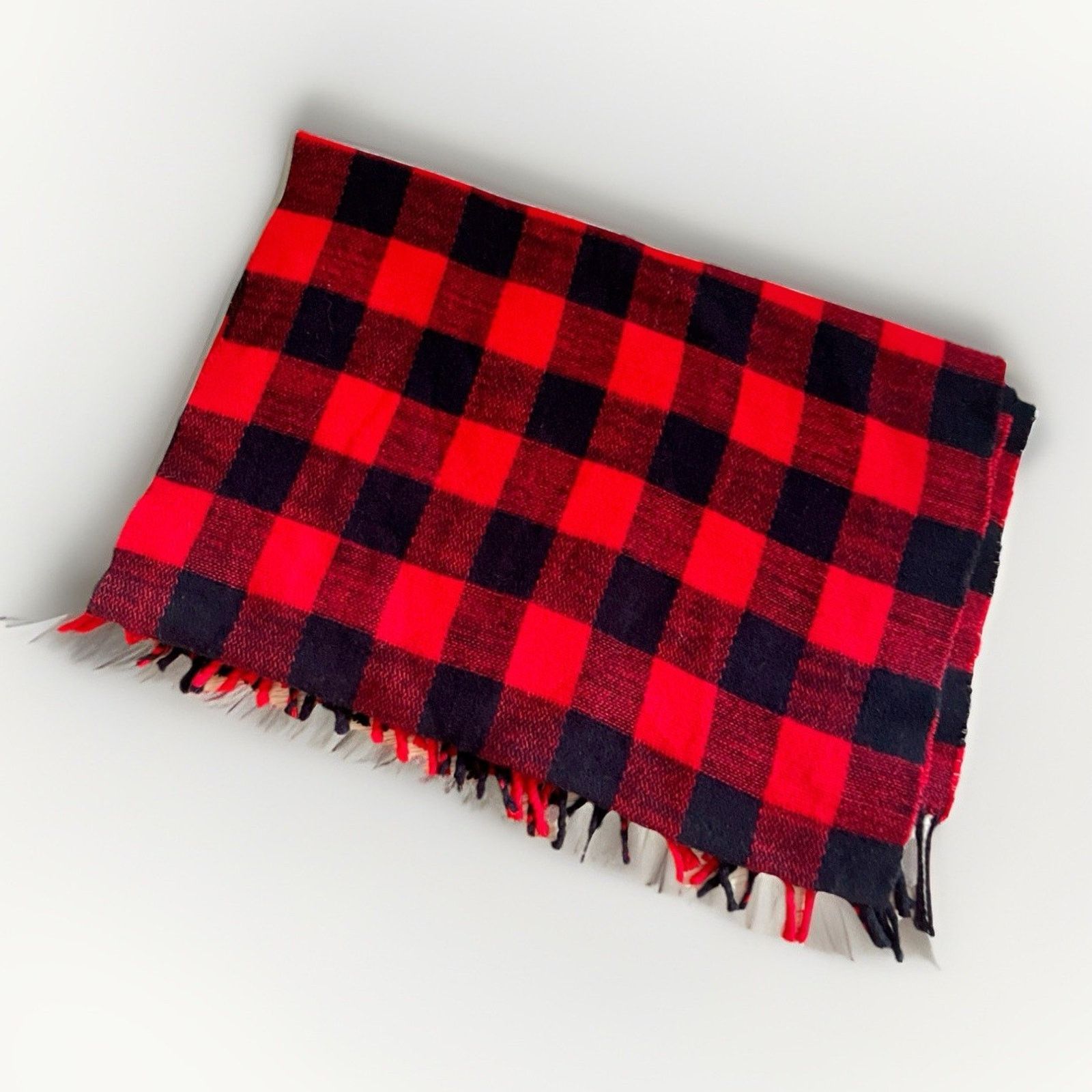 J.Crew J Crew Scarf Wrap Fringe Buffalo Plaid Red 83x15.5 Inches Size ONE SIZE - 5 Thumbnail