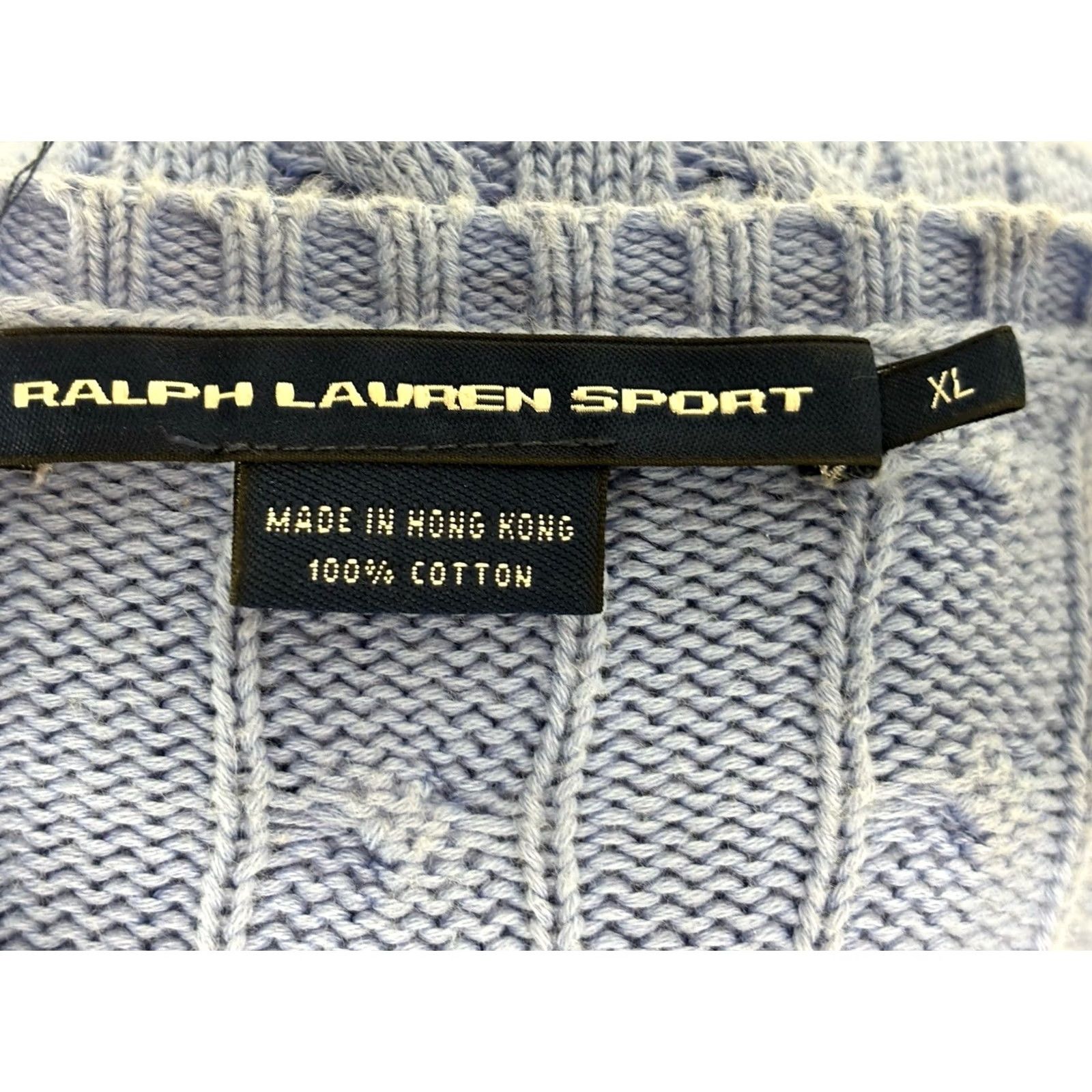 Ralph Lauren VINTAGE Ralph Lauren Sport Cableknit Sweater Women’s XL Blue Pony Logo Vneck Preppy Womens XL Blue Pony Logo V-Neck Pullover Cotton Knit Cable-Knit Size XL / US 12-14 / IT 48-50 - 6 Thumbnail