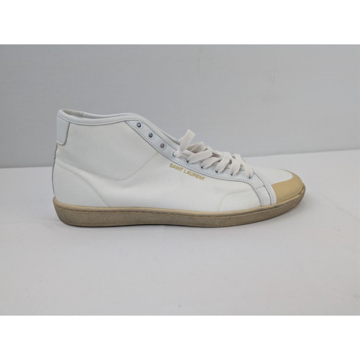 Saint Laurent Paris o1rshd1 Mid-Top Sneakers in Off-White Size US 12 / EU 45 - 2 Thumbnail