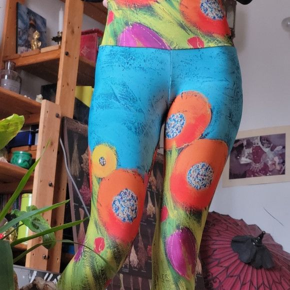 Other Isa Malo Creations Colorful Floral Tulips Leggings - Nwt- S Size 25" / US 0 / IT 36 - 2 Thumbnail