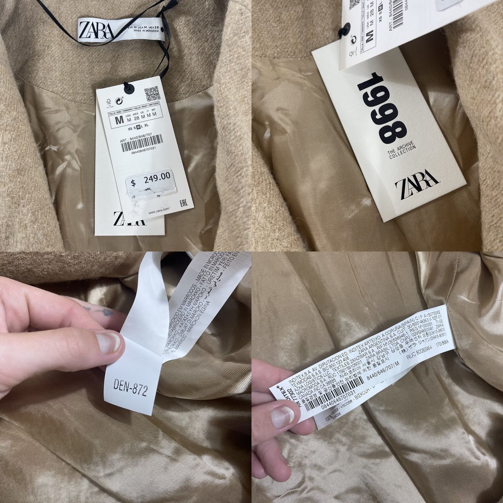 Zara VINTAGE Zara Women's Coat Wool Camel Limited Edition Waterfall Beige 8440646 Size ONE SIZE - 9 Thumbnail