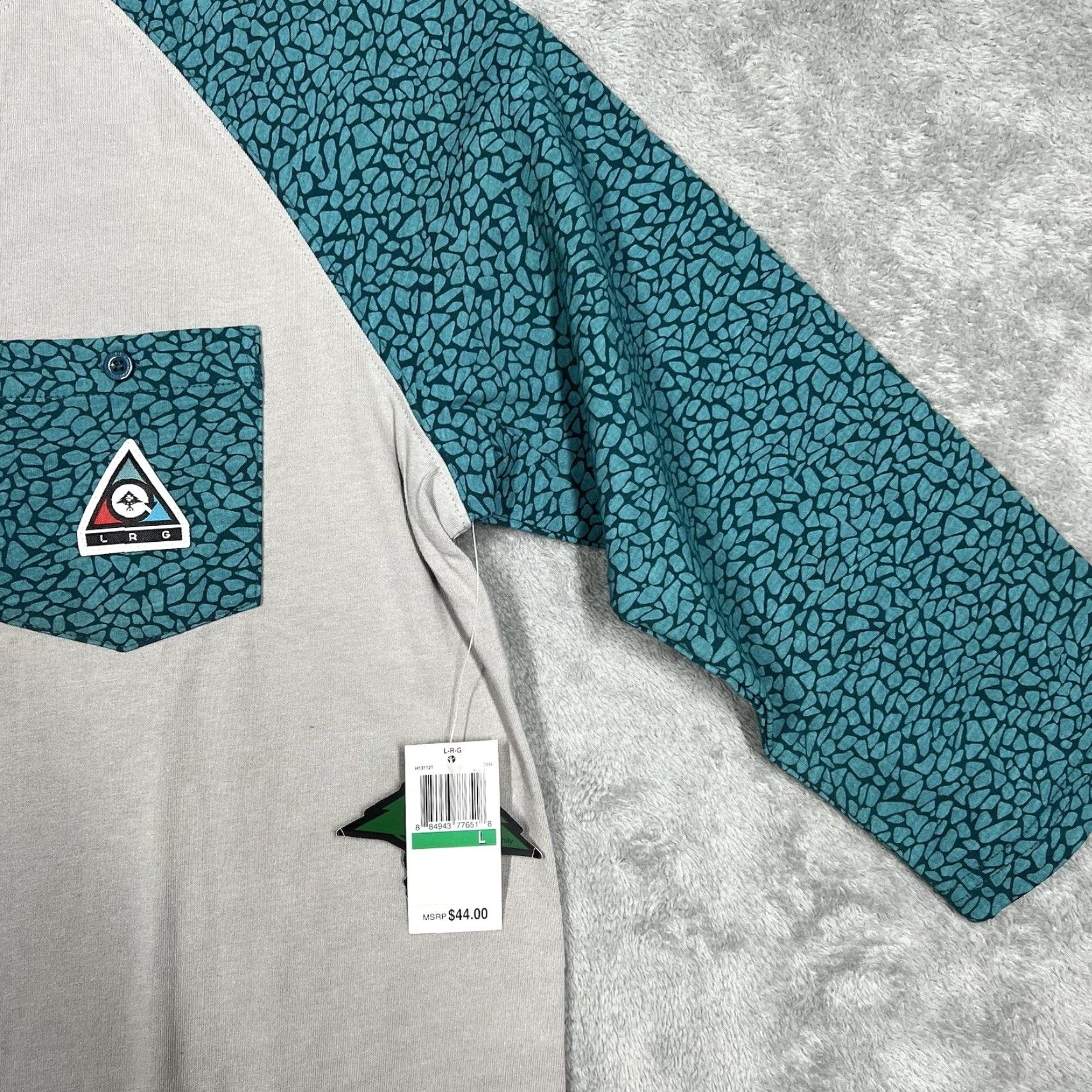 Glanshirt LRG Raglan Shirt Mens Large 3/4 Sleeve Teal Elephant Print Crew Neck Shirt LRG Hip Hop All Seasons Regular Men Size US L / EU 52-54 / 3 - 3 Thumbnail