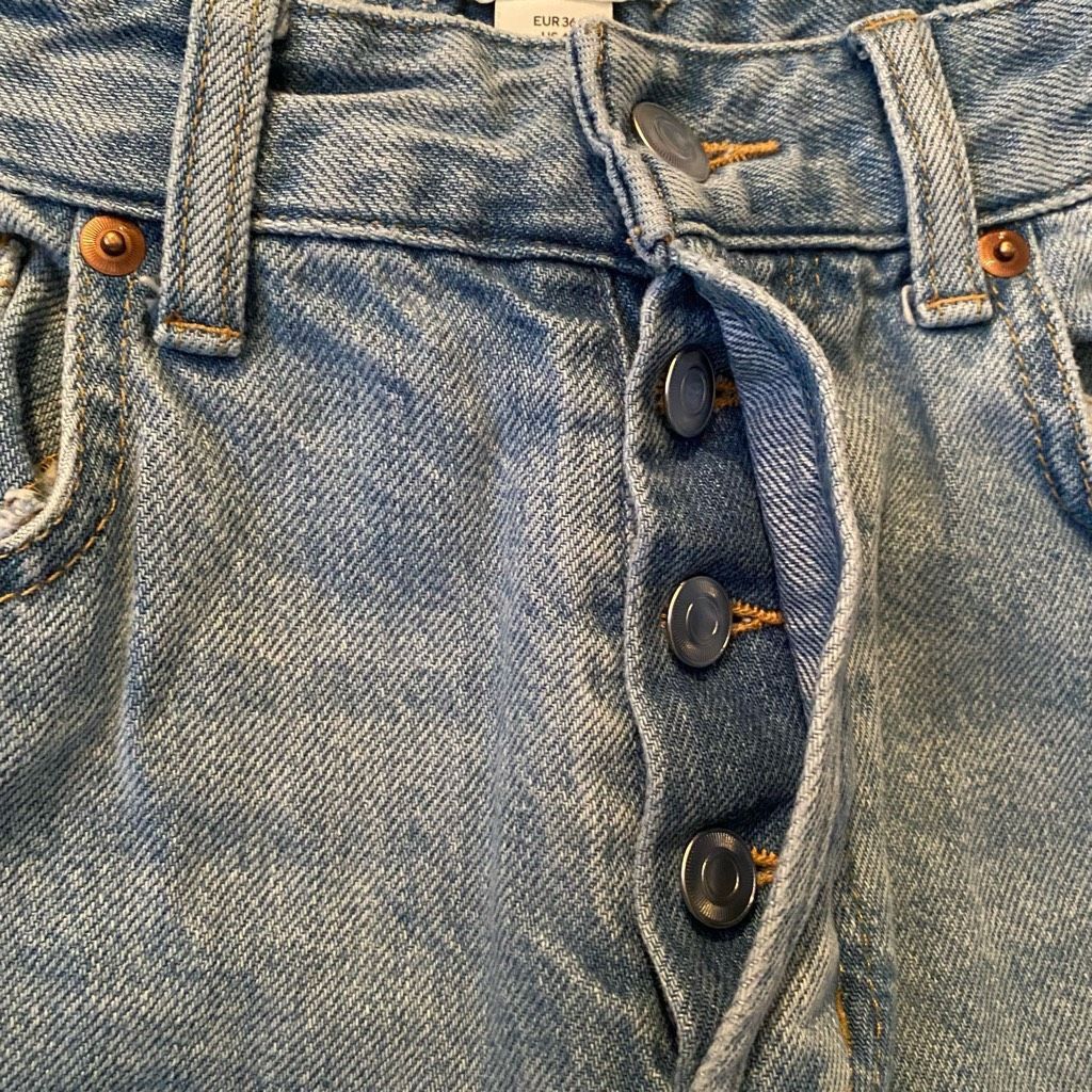 H&M H&M women 4 100% cotton button fly ripped blue jeans Size 27" / US 4 / IT 40 - 4 Thumbnail