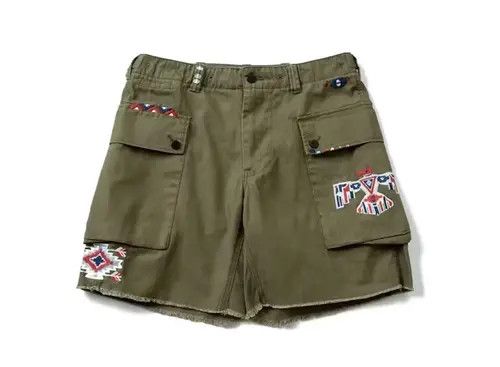 21SS Tokyo Union Green Military Patchwork Shorts