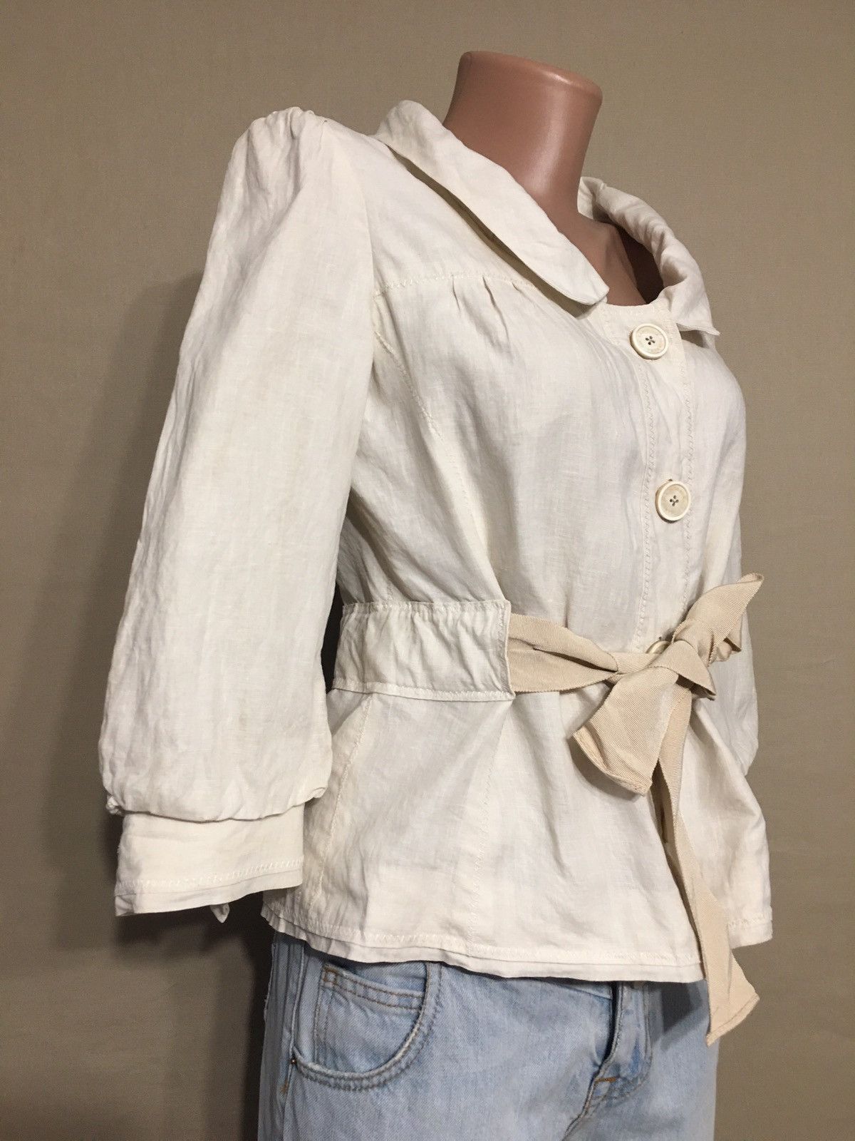 Carolina Herrera Carolina Herrera Beige Linen Vintage Light Jacket Size 8 Size S / US 4 / IT 40 - 3 Thumbnail