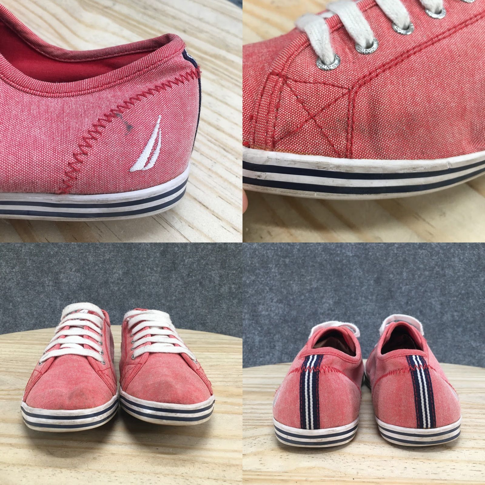 Nautica Nautica Womens Casual Low Top Sneakers NW007E Pink Fabric Lace Up Flats Shoes Size M / US 6-8 / IT 42-44 - 8 Thumbnail