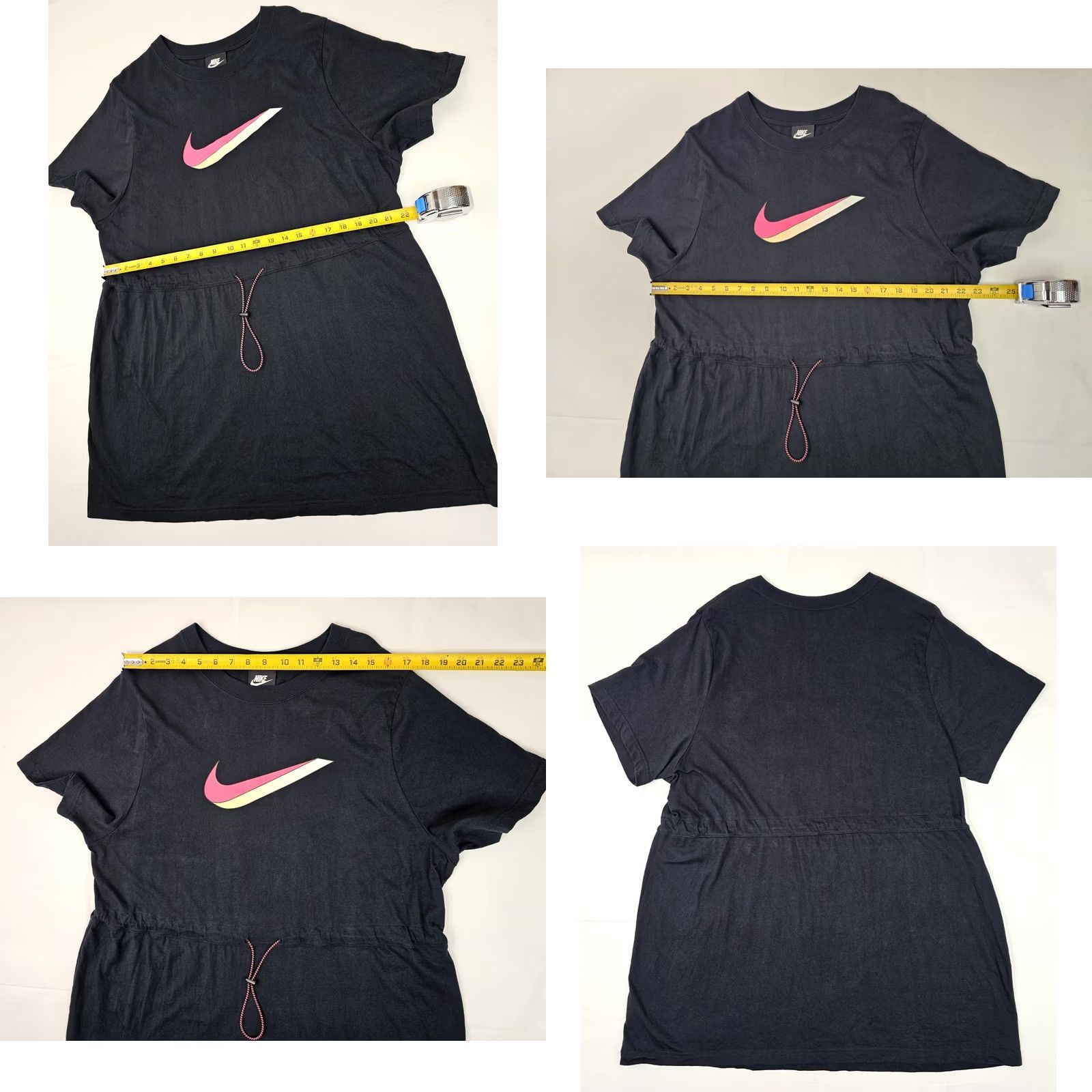 Nike VINTAGE Nike Black Icon Clash Dress Women 1X Drawstring Waist Organic Cotton Mini - EUC Size XL / US 12-14 / IT 48-50 - 8 Thumbnail