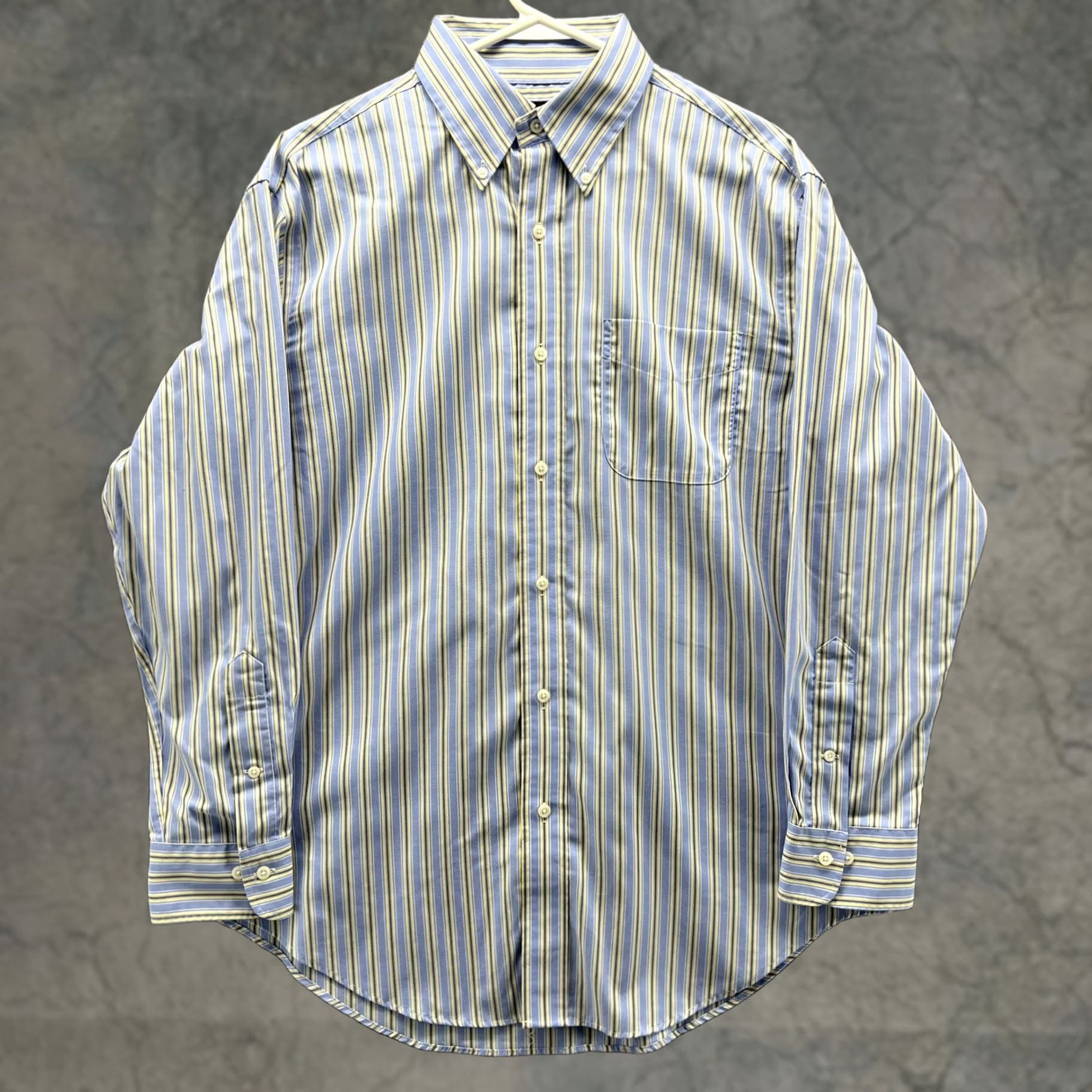 Ralph Lauren Lauren Ralph Lauren Dress Shirt Mens 16 32/33 Blue Stripe Non-Iron Cotton Shirt Men Long Sleeve Button-Down Collar Size 42R - 1 Thumbnail