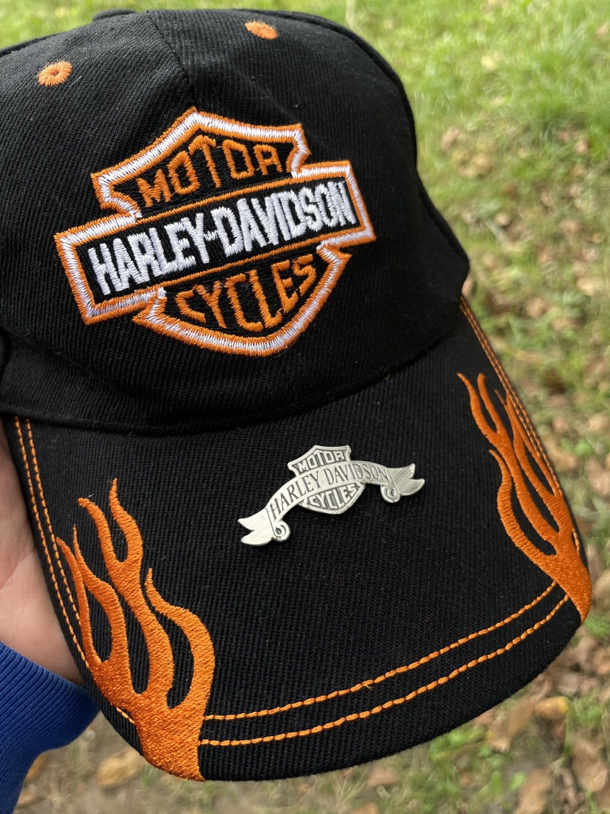 Vintage Vintage Harley Davidson Flame Cap Hat Metal logo Size ONE SIZE - 12 Thumbnail